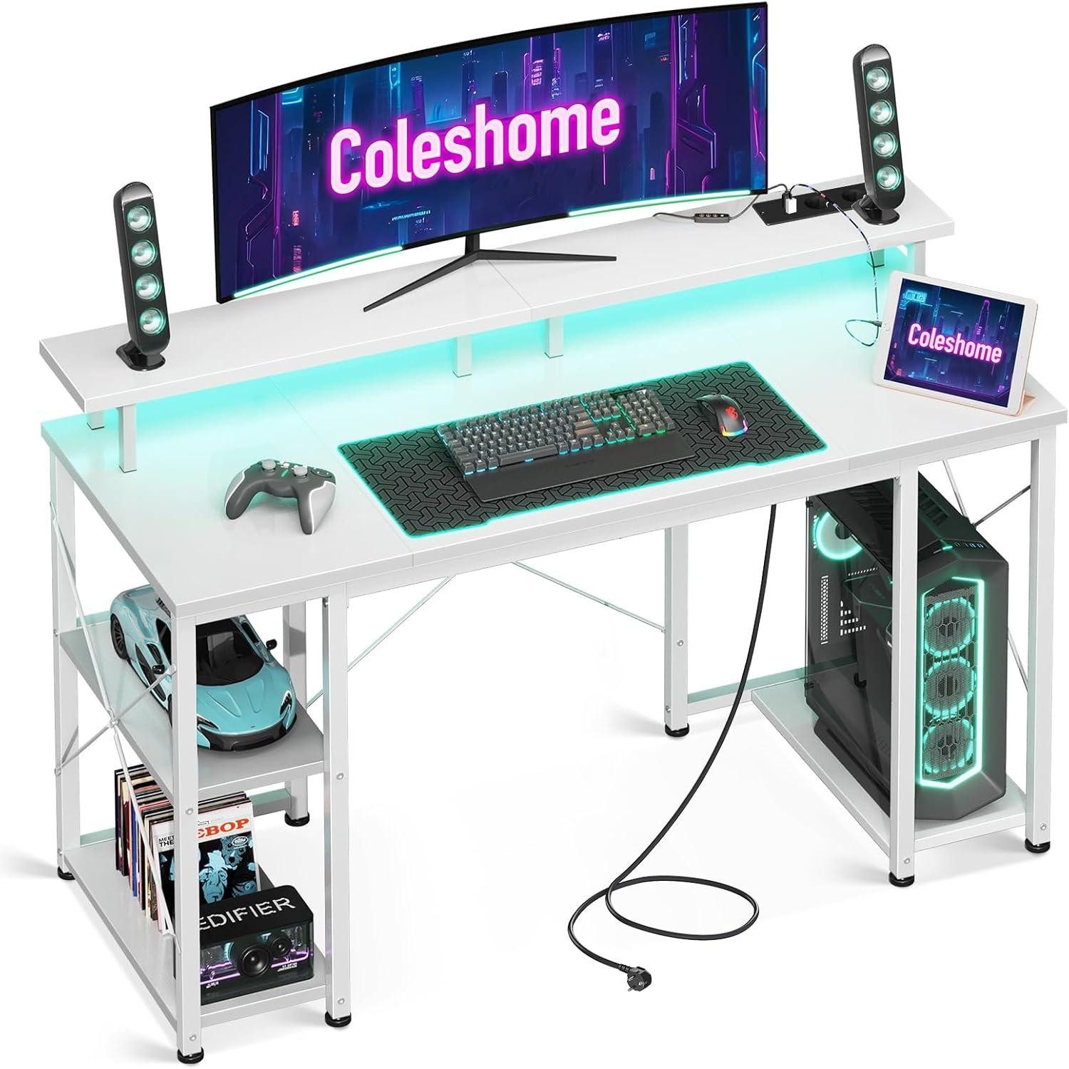 LuxusKollektion Gamingtisch Gaming Tisch LED-Beleuchtung Steckdosen günstig online kaufen