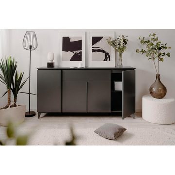 Finori Kommode Kommode BERT 51A Sideboard Schiefer / Anthrazit 4 Türen / 1 Schublade