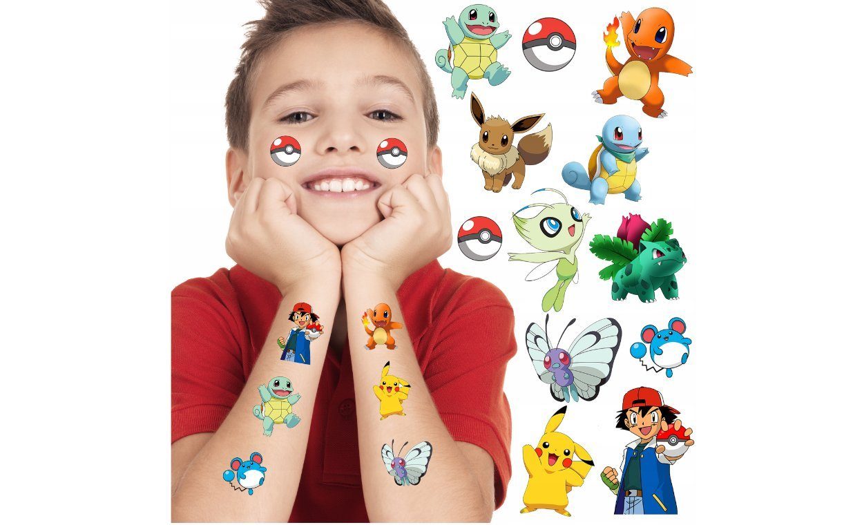 Kindertattoo Pokemon Kindertattoos Abwaschbar Party Geburtstag