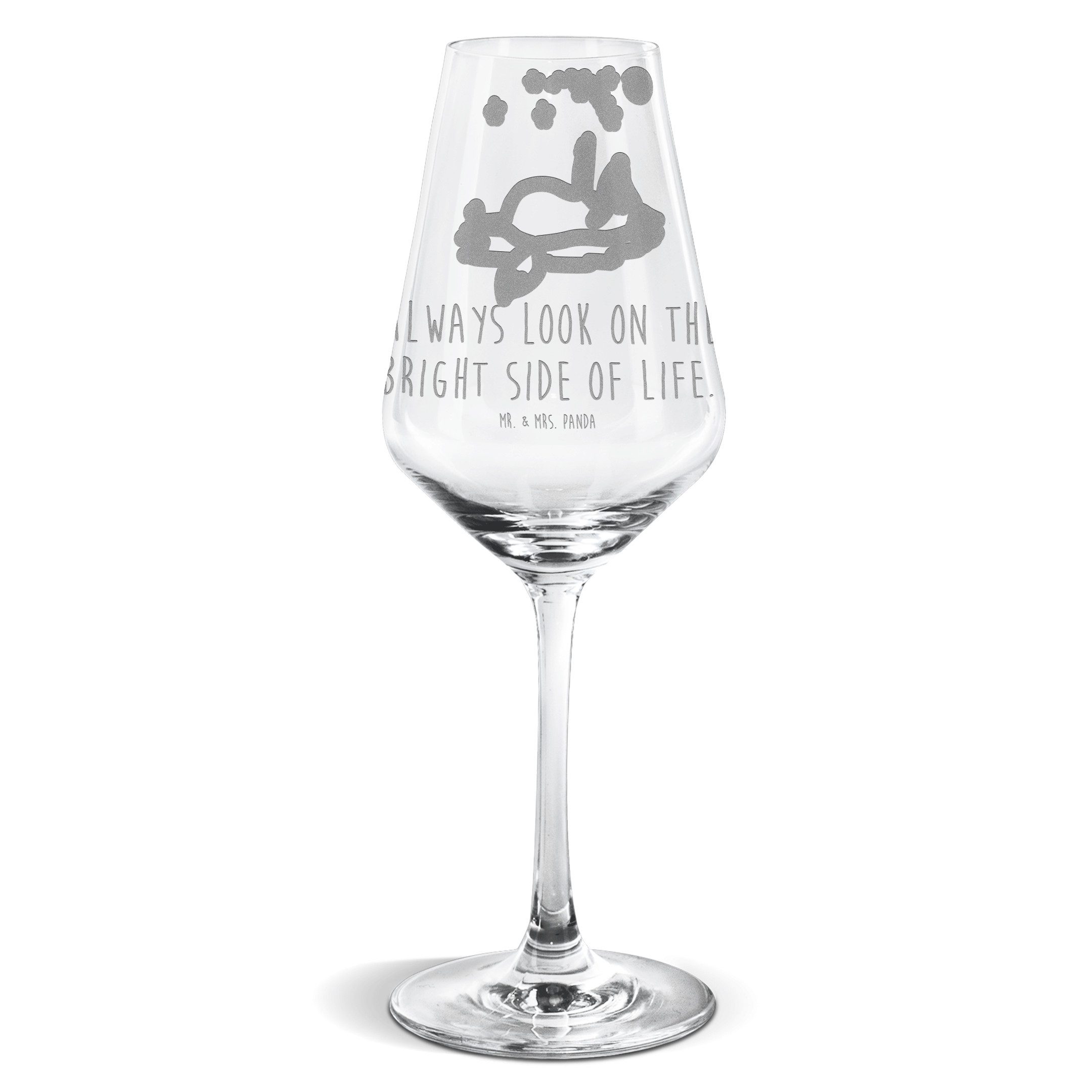 Mr. & Mrs. Panda Weißweinglas Fuchs Sterne - Transparent - Geschenk, Weißwein Glas, Spruch schön, t, Premium Glas, Premium Gravur