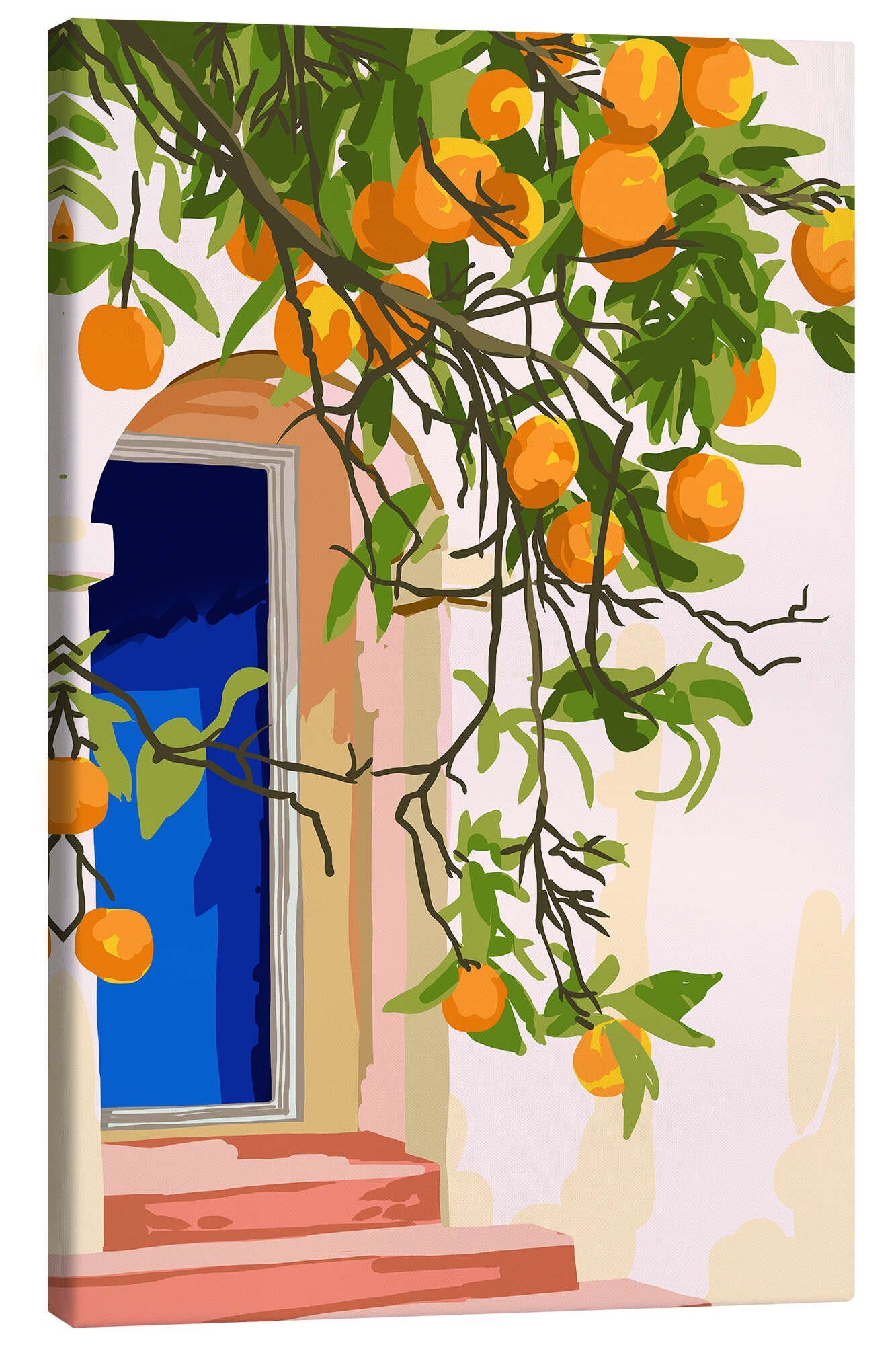 Posterlounge Leinwandbild 83 Oranges, Der Orangenbaum vor der Tür, Illustration