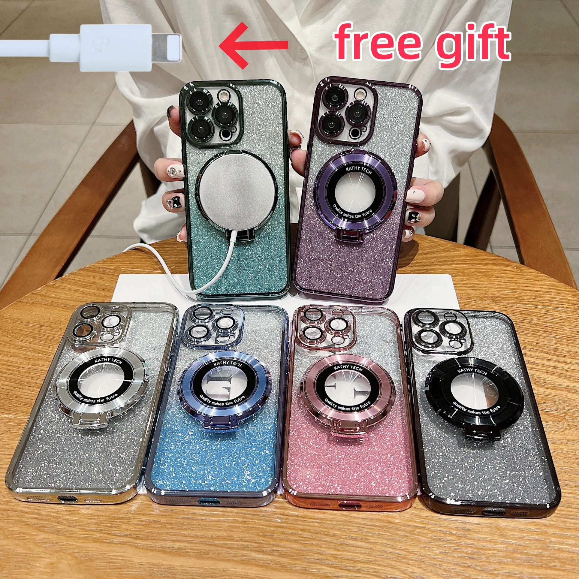 trends for living Handyhülle Glitzer Handyhülle für iPhone 11 Pro Max Kamera Schutz Hülle Magsafe