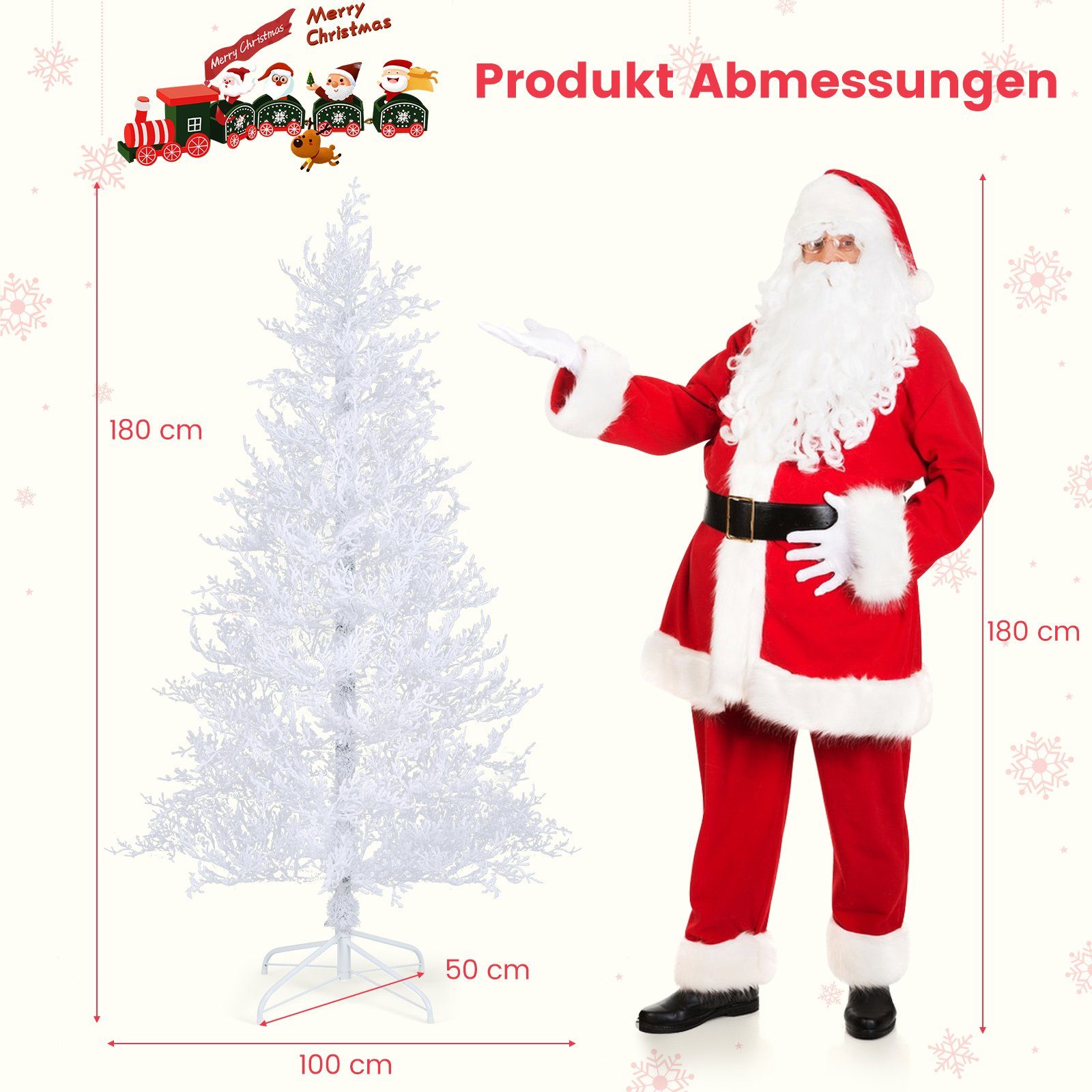 300 180cm 11 Weihnachtsbaum, Lichtmodi LEDs, Künstlicher COSTWAY Schnee, mit