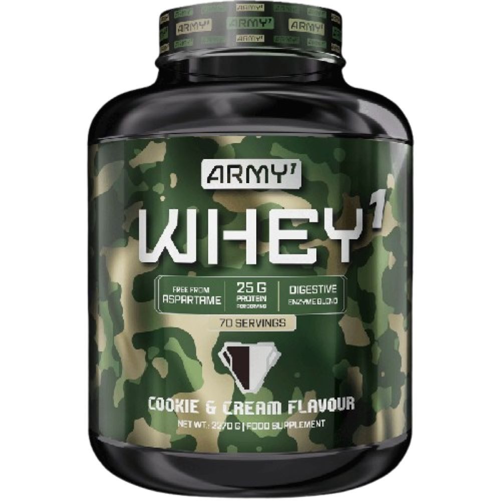 Army1 Whey Protein 2270g WPC + Iso whey Pulver Pulver, 1 er Packung à 2270 g, Angereichert mit Papain und Laktase-Enzym