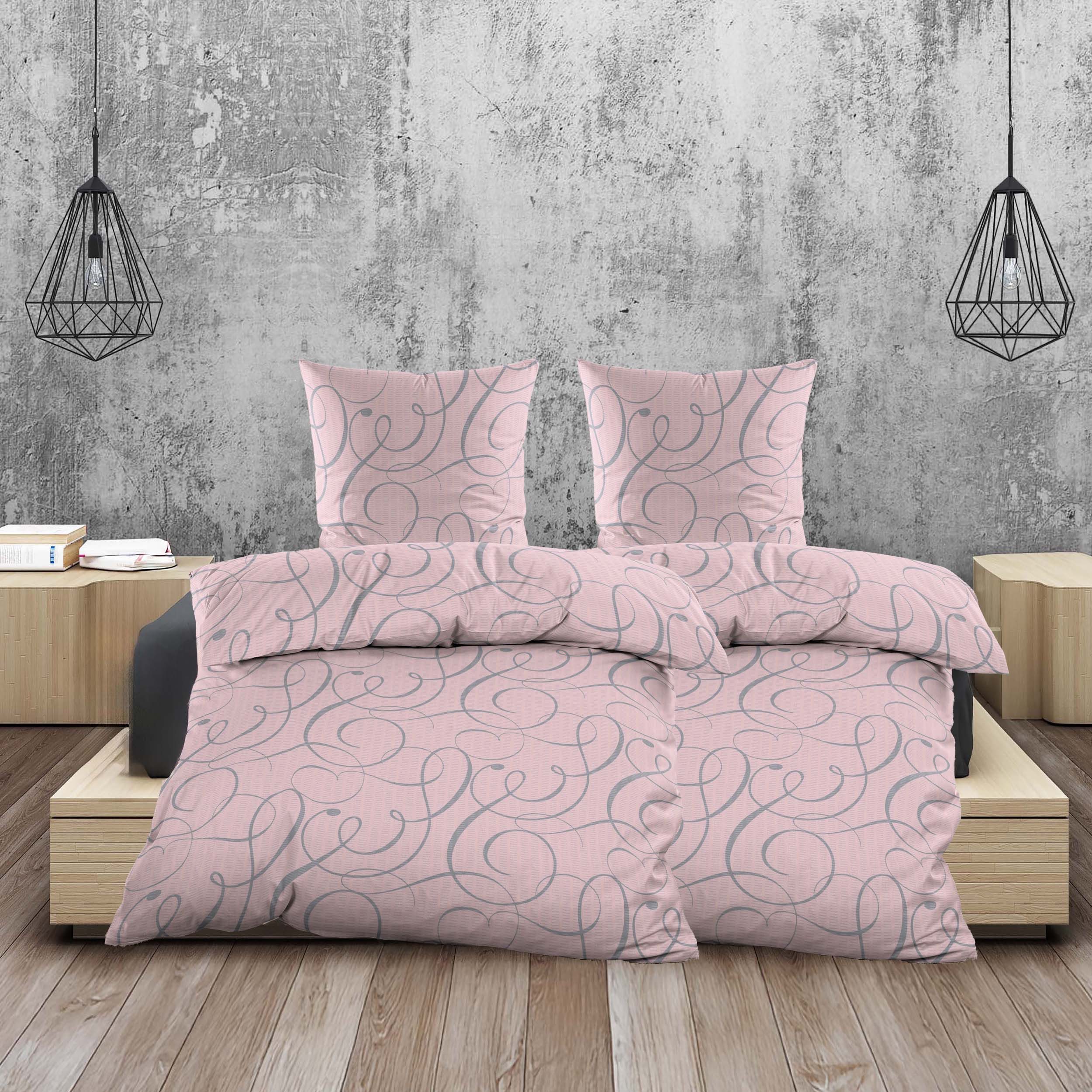 Casa Colori Bettwäsche Romantische Seersucker Bettwäsche in Rosa Peach mit günstig online kaufen