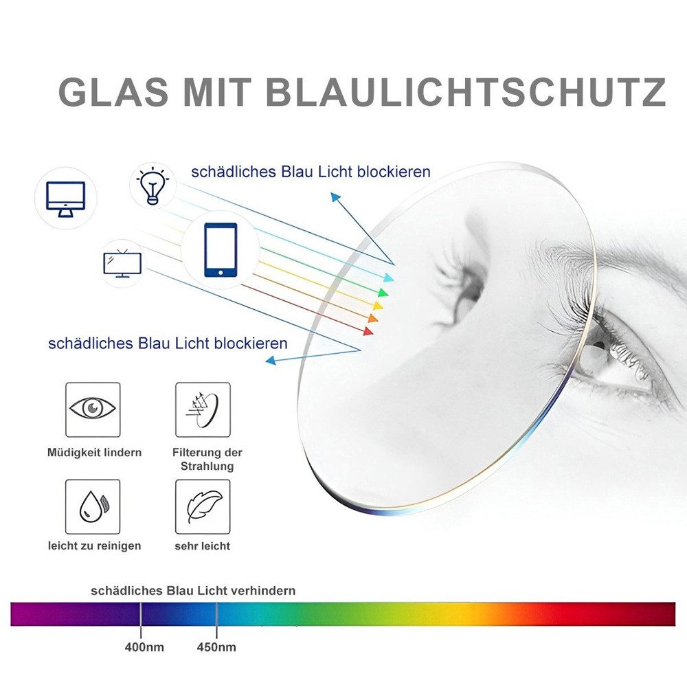 PACIEA Brille Damen Damen Herren Mehrfarbig Blaulichtfilter Oversized Anti-Müdigkeit