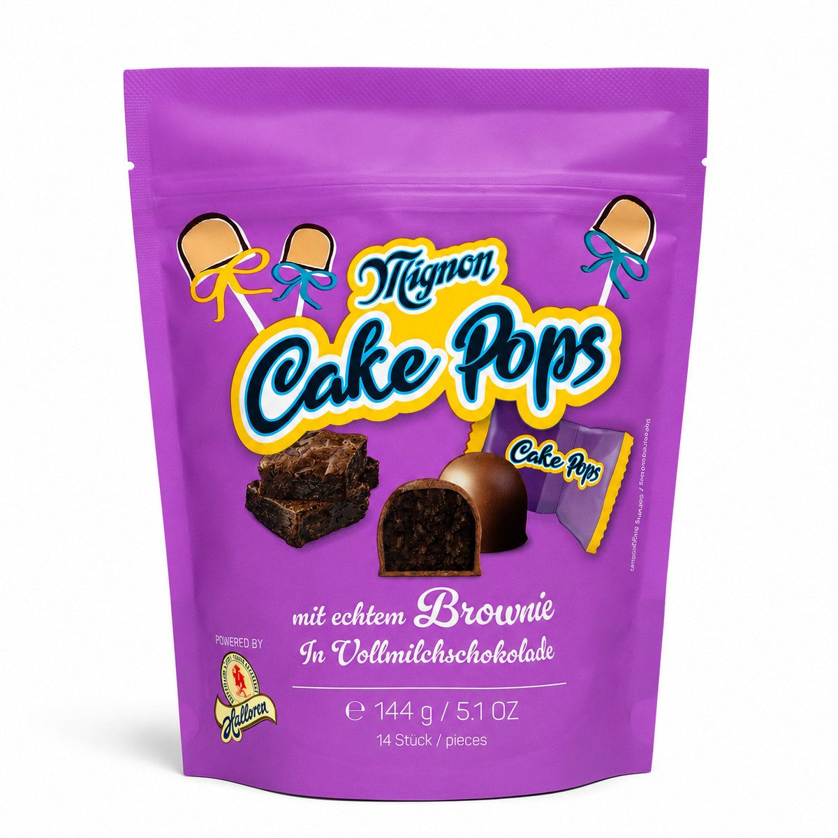 Halloren Schokolade, Halloren Mignon Cake Pops Brownie Praline mit Browniecreme 144g