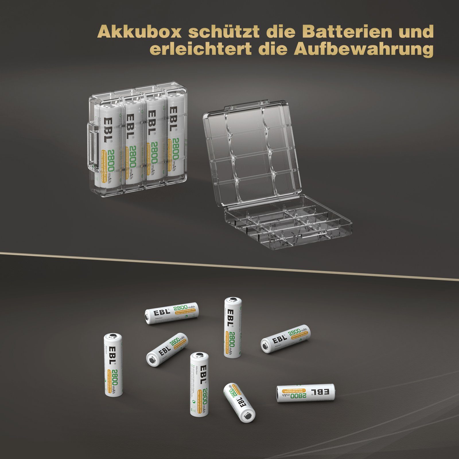 Stück AA Akku Akku - Wiederaufladbare EBL AA Mignon 4/8/16 Batterien V) (1,2 2800mAh