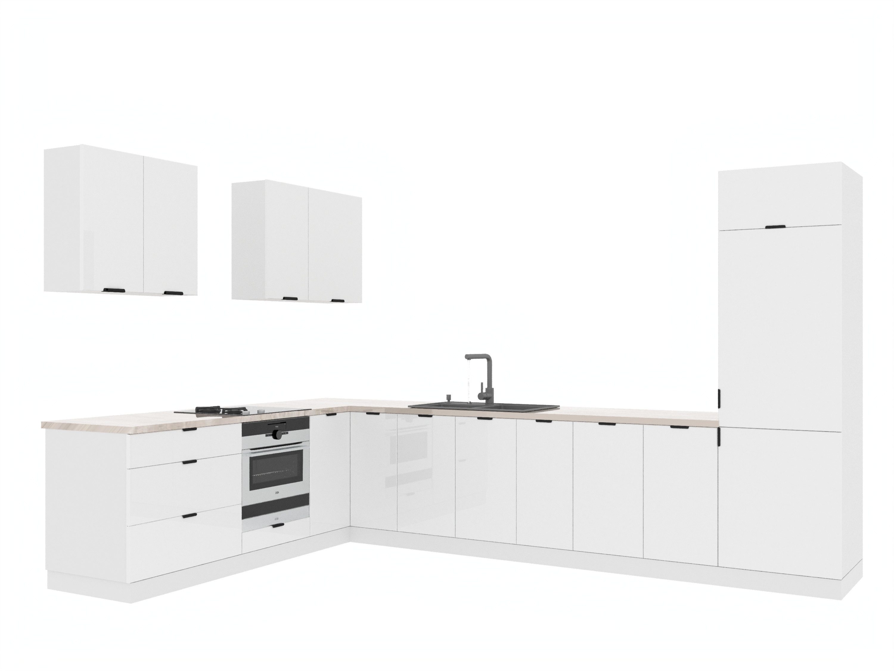 ROYAL24_MARKT Winkelküche – 230 × 340 cm – Lunara – Ohne Arbeitsplatte & Elektrogeräte, (Set), Beste Güte - Innovativ - Modern