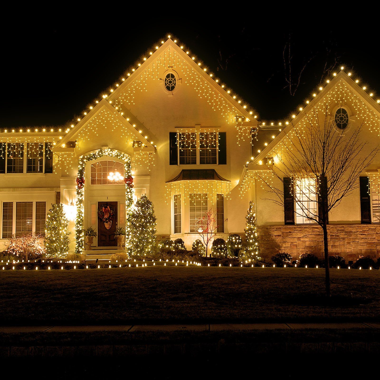 Timer, Lichterkette 31V, Lichtervorhang,mit Weihnachten Sunicol LED / für Deko Party Speicherfunktion, Außen LED-Lichterkette Lichtmodi Eisregen 8