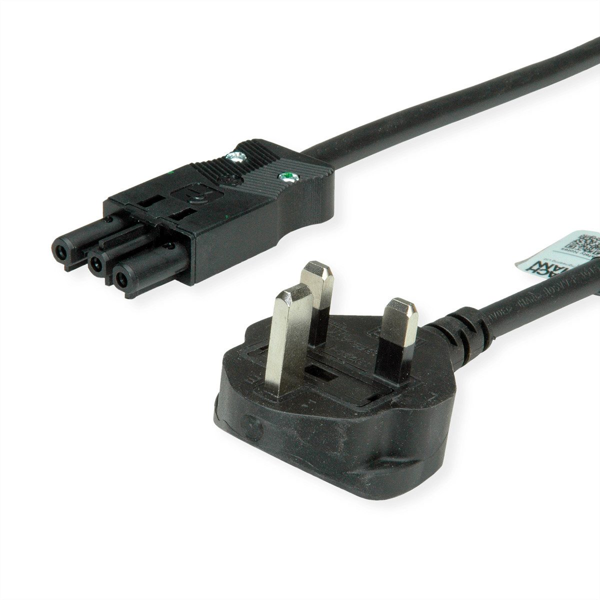 Bachmann Geräteleitung H05VV-F 3G1,5mm² Stromkabel, BS 1363, Typ-G Männlich (Stecker), Wieland GST18 Weiblich (Buchse) (400.0 cm), Schwarz, UK-Stecker 13A, Installationskupplung GST18, 375.070