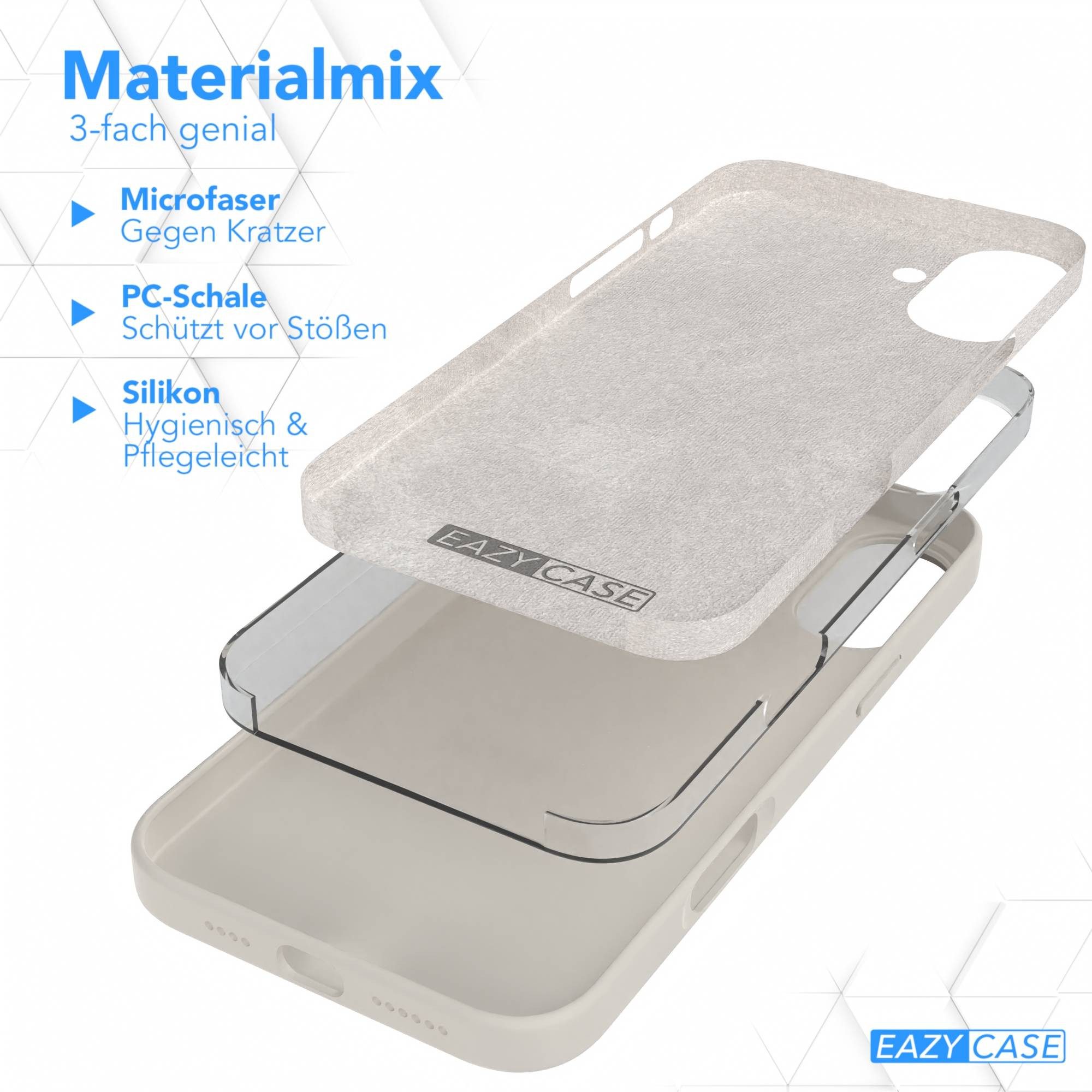EAZY CASE Handyhülle für Apple iPhone 16 Plus Premium Silikon 6,7 Zoll, Hülle Silikon mit Displayschutz Handy Softcase Slimcover Taupe / Beige – Bild 5 von 5
