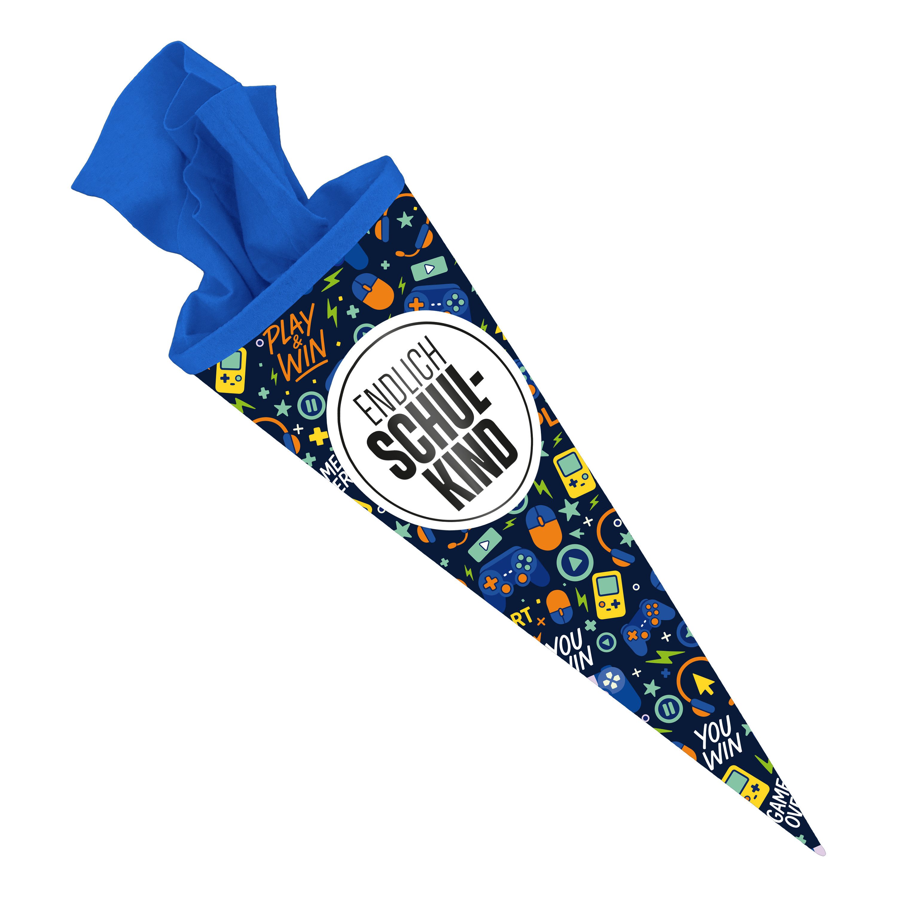 itenga Schultüte ITENGA Schultüte 70cm rund - Play & Win - Endlich Schulkind