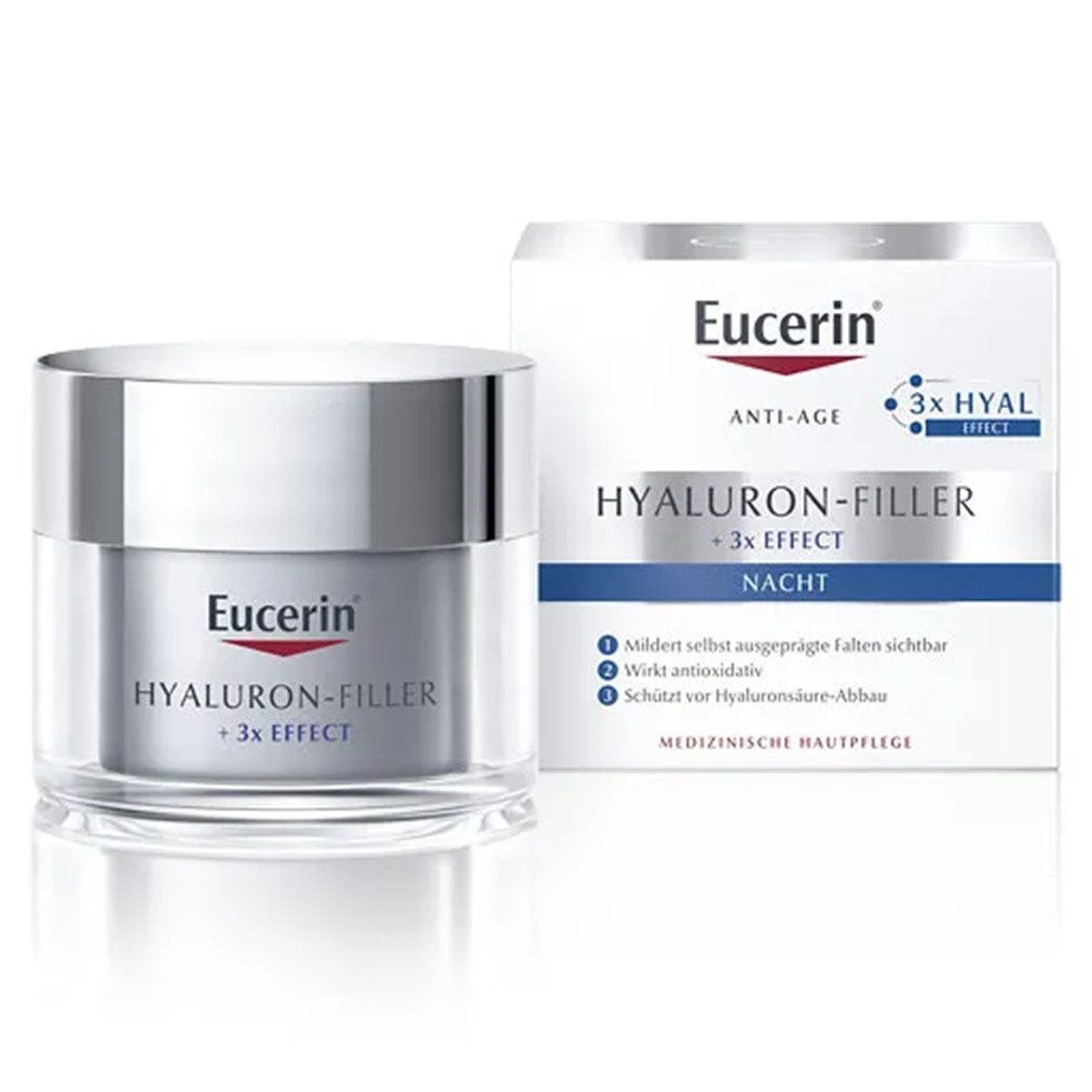 Eucerin Anti-Aging-Creme HYALURON-FILLER + 3x EFFECT Nacht, Mit Hyaluronsäure, Saponin & Enoxolon
