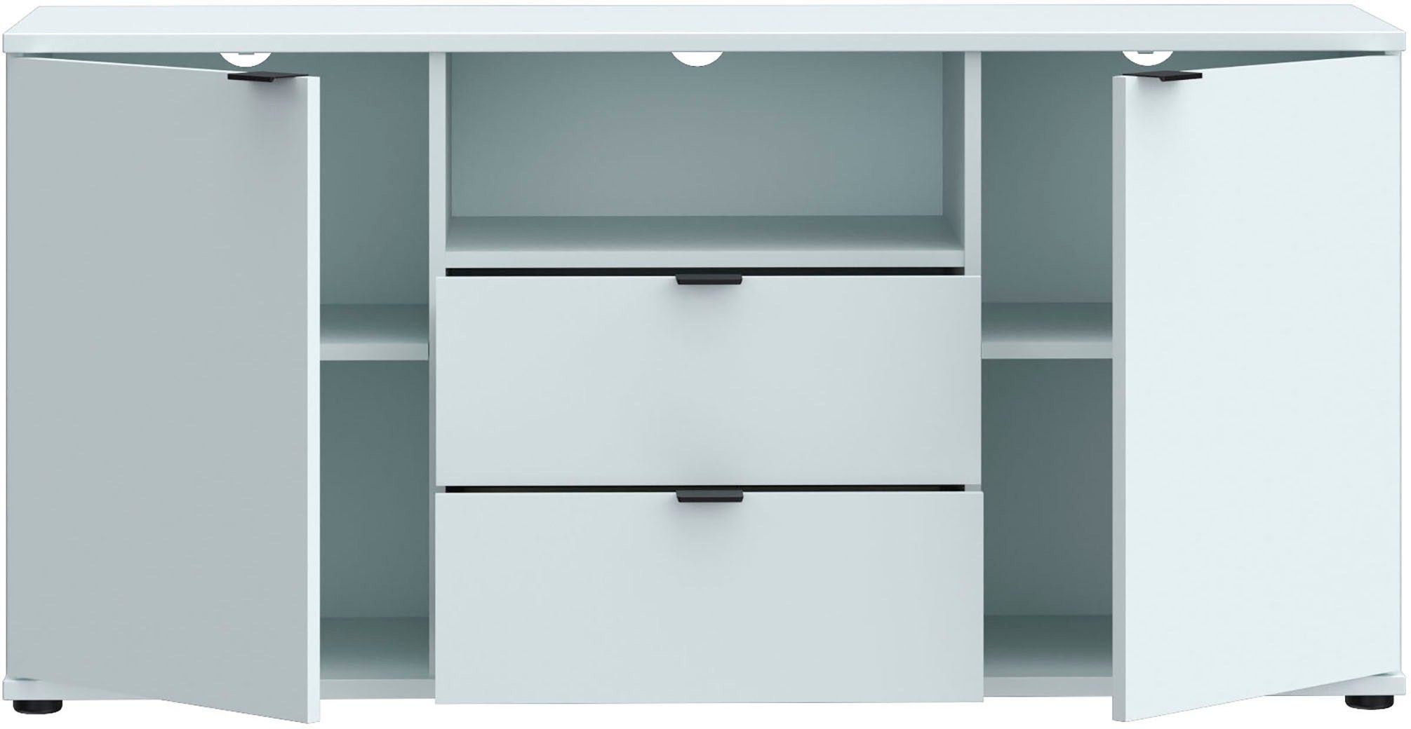 FORTE Lowboard Ganymede (Breite 129,8cm), TV Board, Stauraum, Schublade; Metallgriffe, Kabelführung