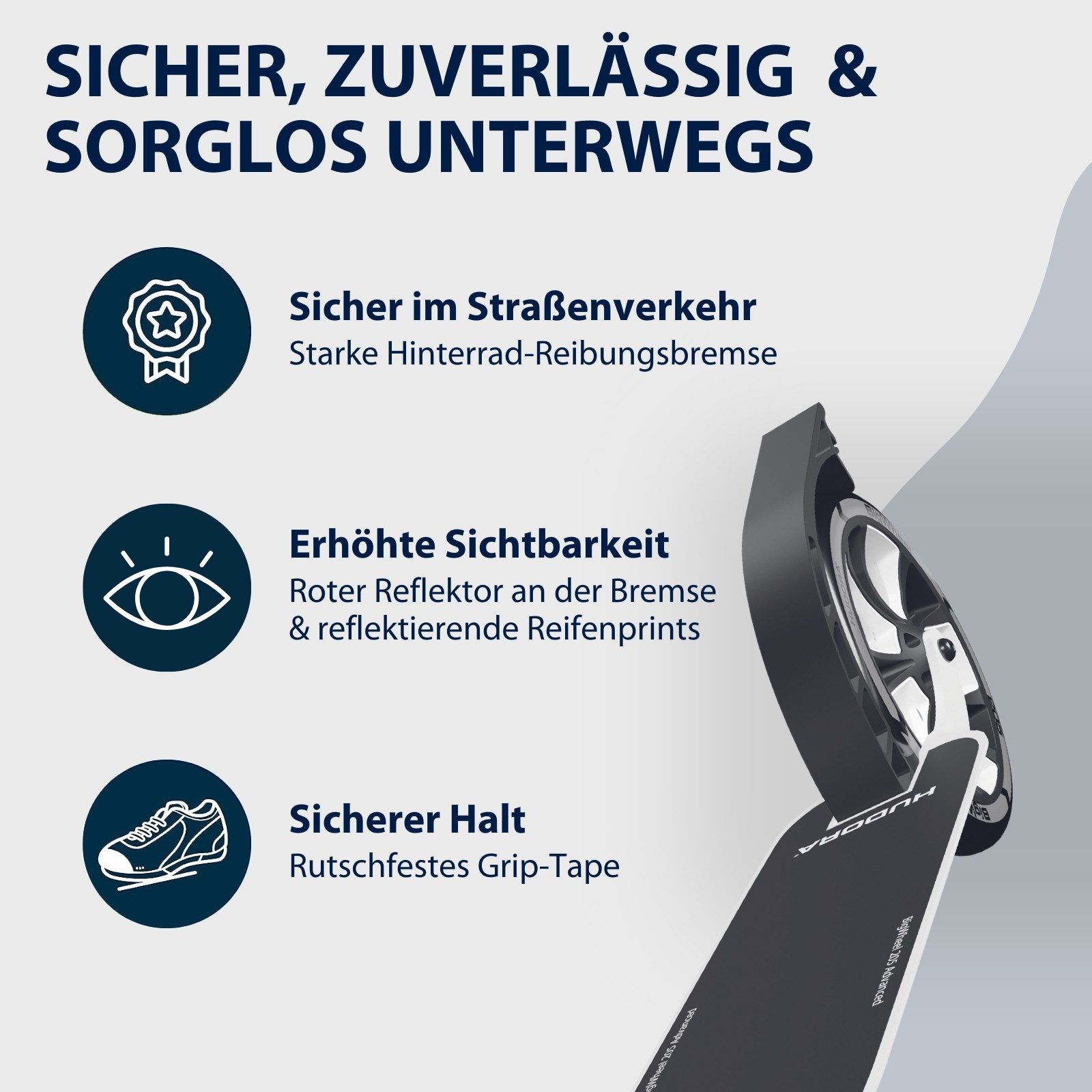 Hudora Cityroller BigWheel® 205 Advanced, Tretroller, (max. 100kg), einklappbarer, höhenverstellbarer Kick-Scooter – Bild 5 von 5