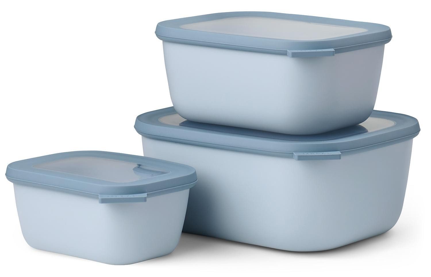 Mepal Aufbewahrungsschüssel CIRQULA, 3-teiliges Set, Blau, mit Deckel, Polypropylen, Spülmaschinenfest, Gefrierfachgeeignet, 3000 ml, 1500 ml, 750 ml
