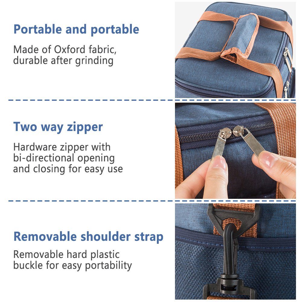 grey Tragen Tragbare Blusmart Einfach Messenger-Doppelschicht-Picknicktasche, Picknicktasche Zu