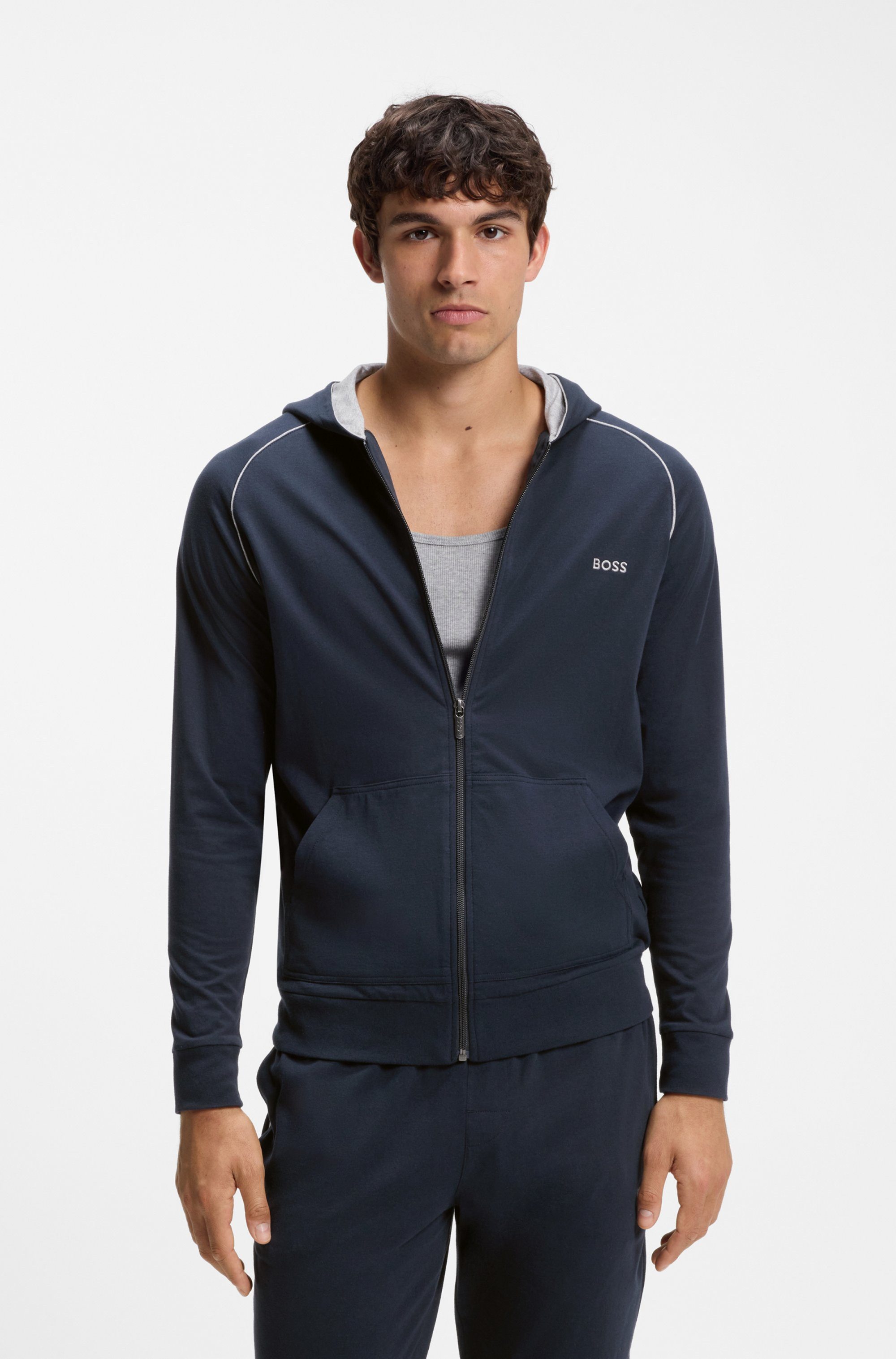 BOSS Kapuzensweatjacke Mix&Match Jacket H mit BOSS Stickerei auf der Brust