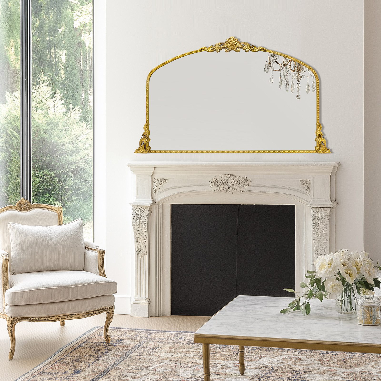 G-LEAF Wandspiegel Bogen-Wandspiegel, antiker Spiegel im Barockstil (1-St), günstig online kaufen