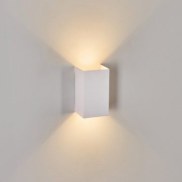 hofstein Außen-Wandleuchte Wandlampe aus Metall in Weiß, LED fest integriert, 3000 Kelvin, Wandleuchte Up&Down Effekt, Außenleuchte, LED 8 Watt, 650 Lumen, IP44