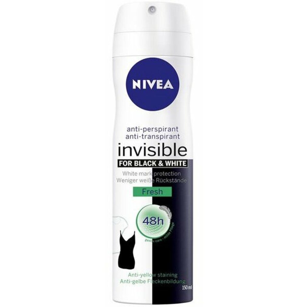 Spray Deo-Zerstäuber 150 Nivea & ml Fresh Invisible Nivea Black White Antitranspirant