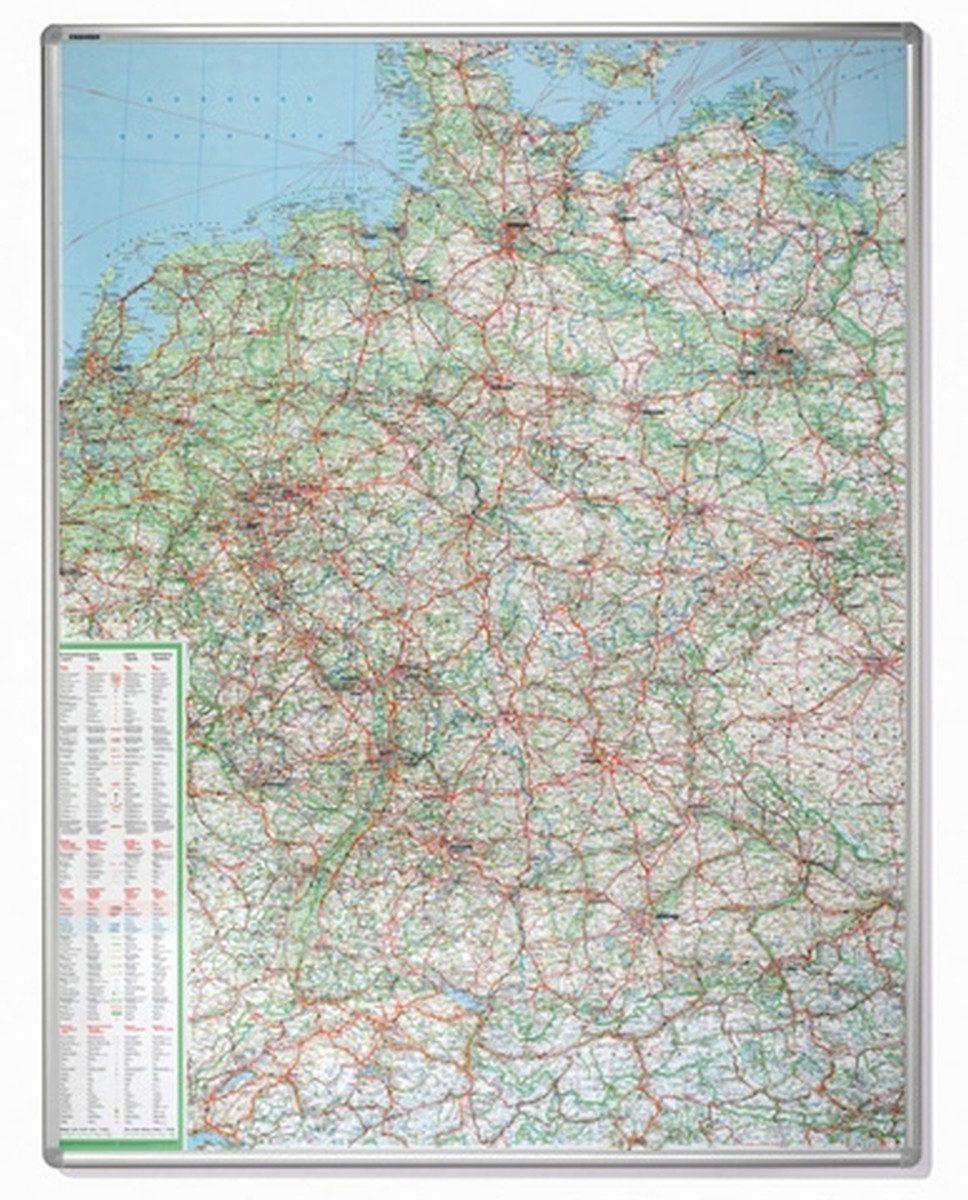 FRANKEN Wandtafel Landkartentafel magnethaftende Tafel,1:750.000 100x140 cm