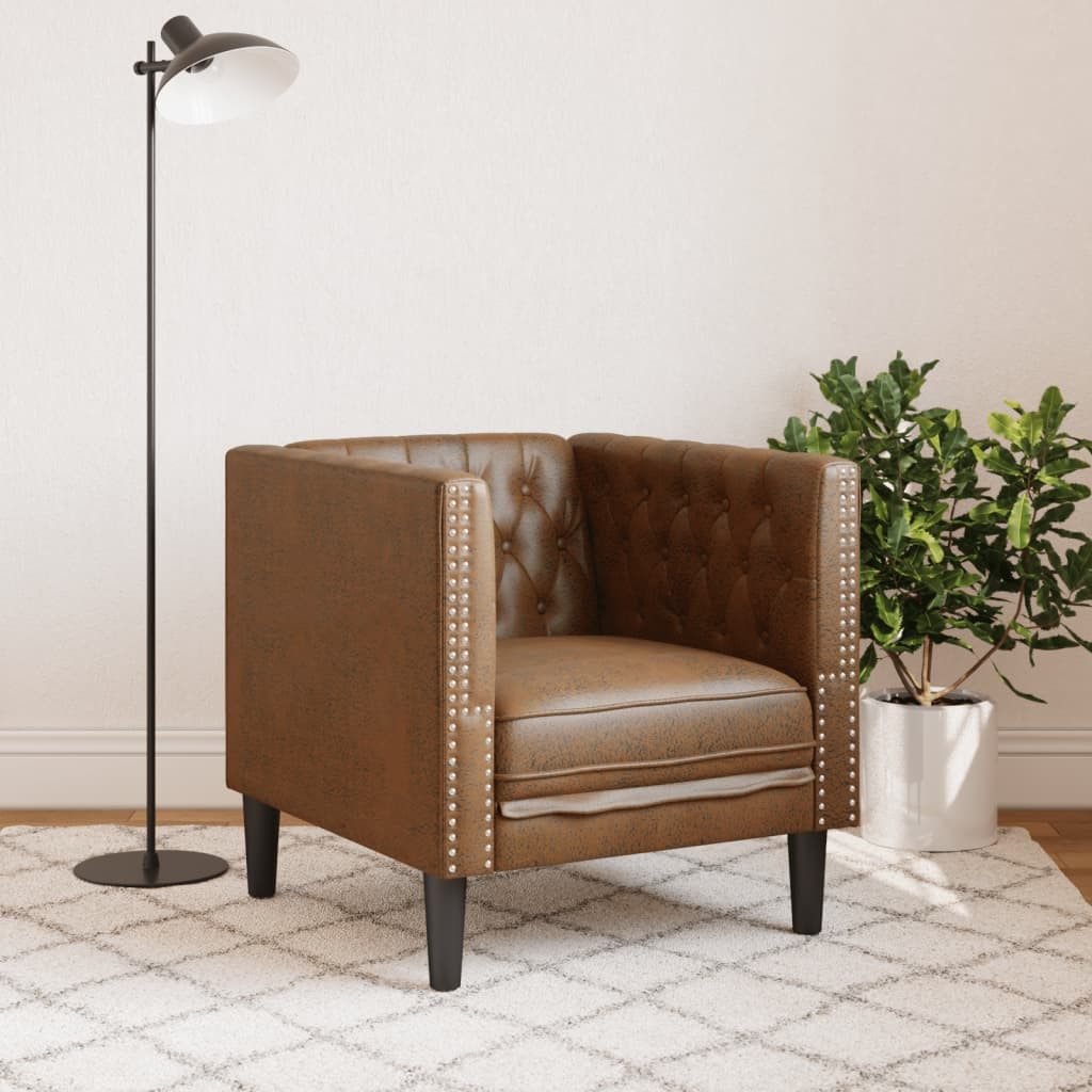 vidaXL Sofa Chesterfield-Sessel Braun Kunstleder in günstig online kaufen