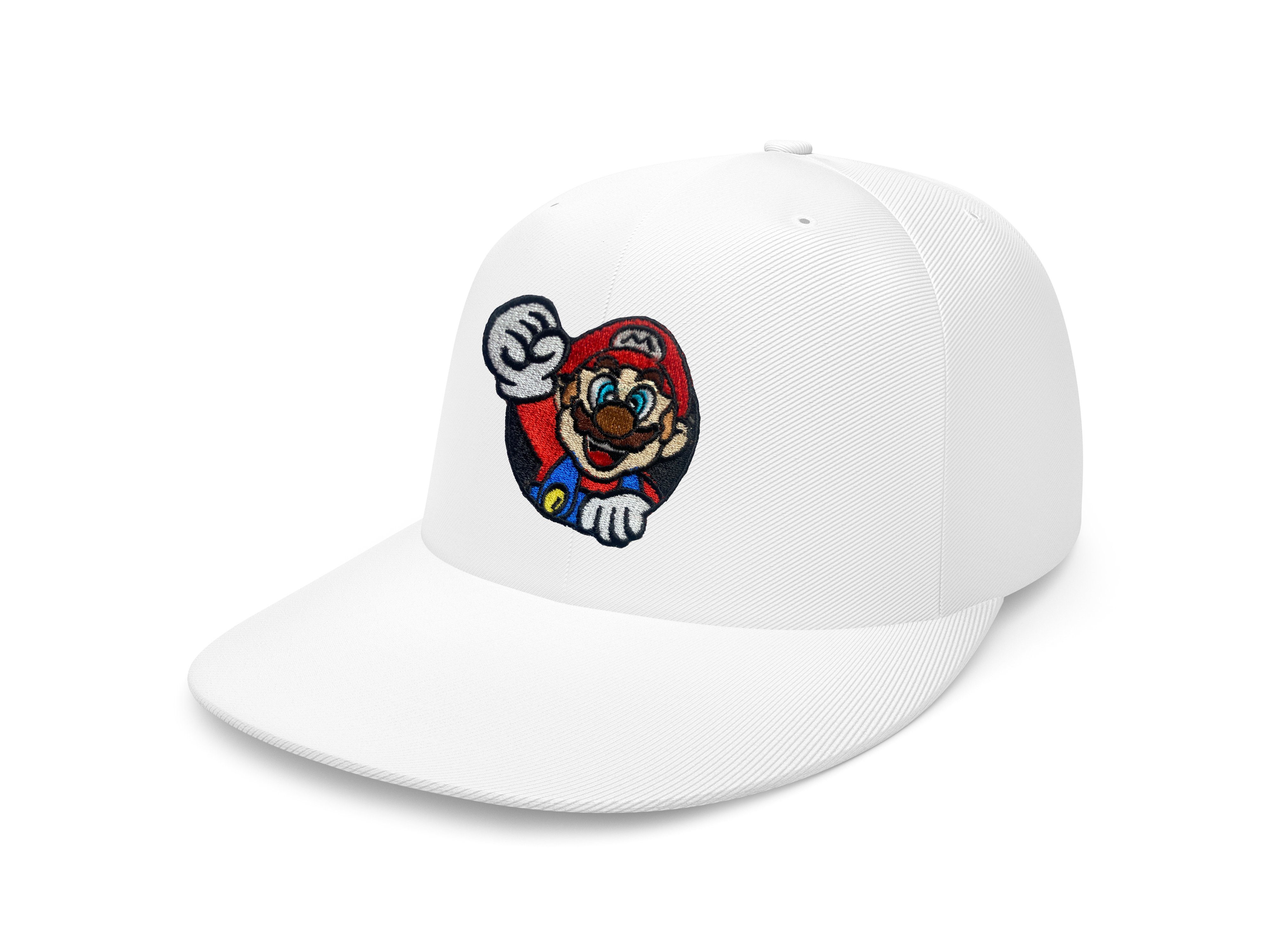 Blondie & Brownie Snapback Cap Unisex Erwachsene Mario Fight Stick Patch Luigi Super Nintendo Snapback Weiß