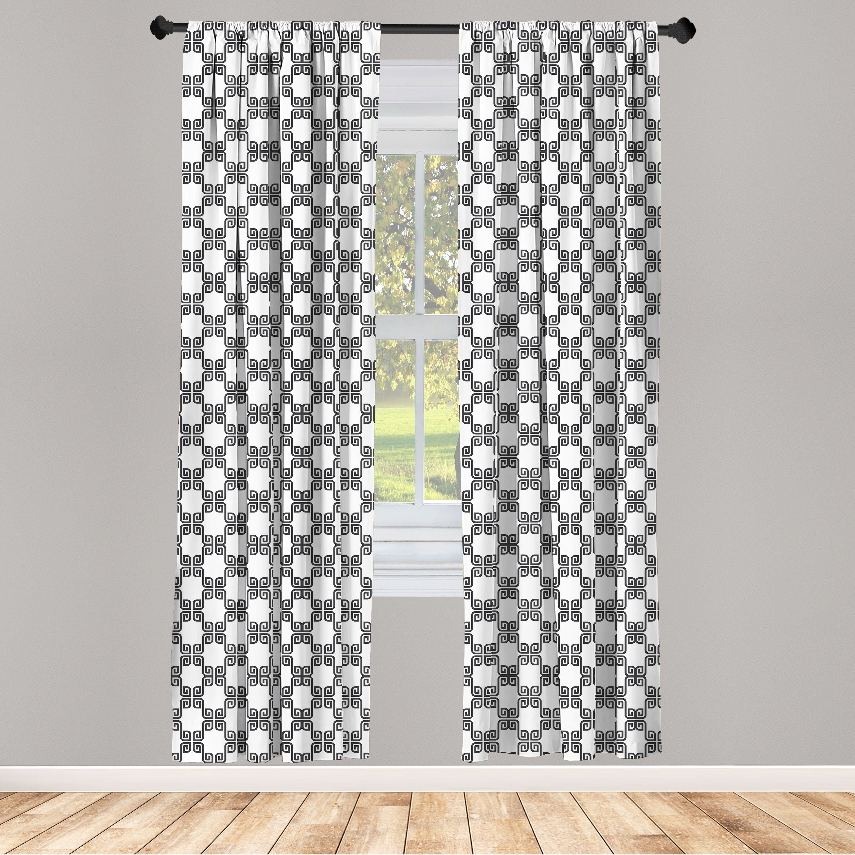 Gardine Vorhang für Wohnzimmer Schlafzimmer Dekor, Abakuhaus, Microfaser, Jahrgang Geschwungene Linien Mosaik
