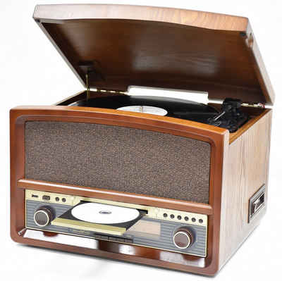 Reflexion HIF1937A Multifunktionsspieler (Retro Stereo-Anlage mit Plattenspieler, Kassette, CD-Player und Radio)