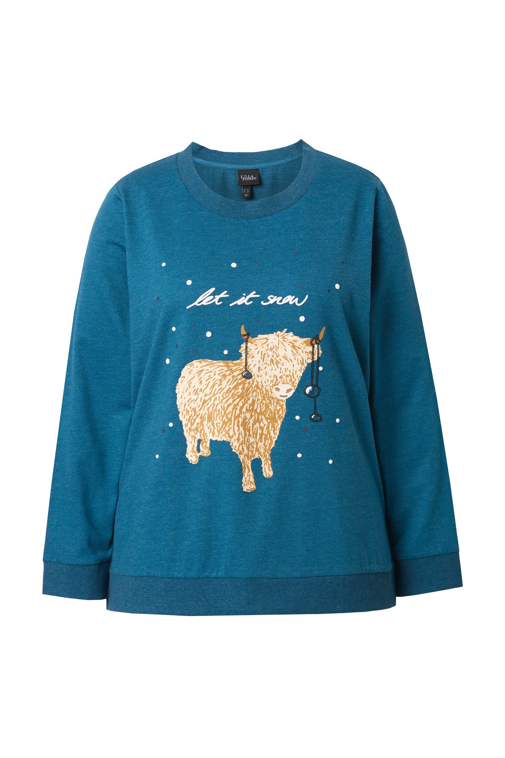 Ulla Popken Sweatshirt Sweatshirt Let it Snow Pailletten Rundhals Langarm günstig online kaufen