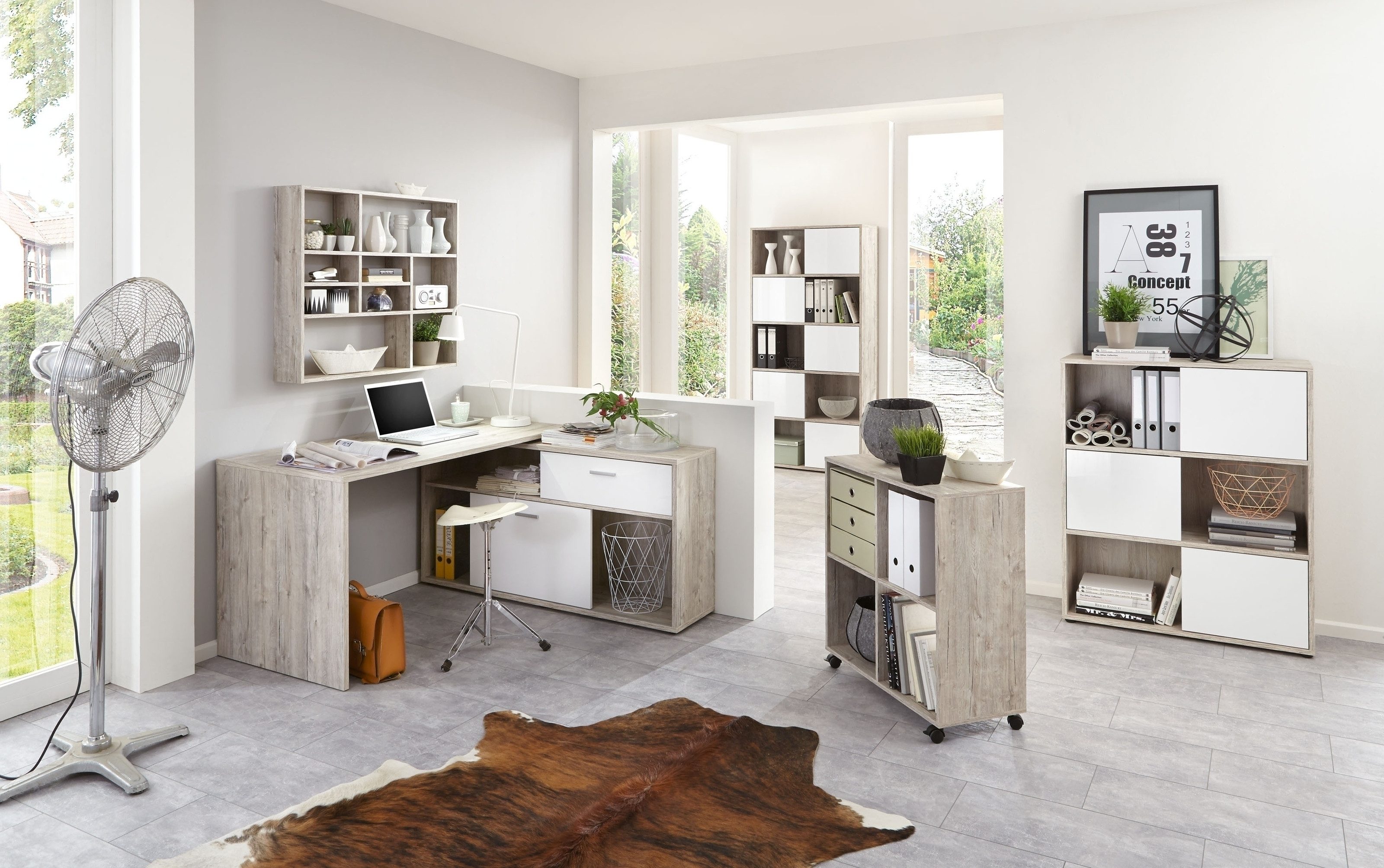 PREISBRECHER Drehregal TOWER, in Sandeiche Dekor - 34x108x34cm (BxHxT)