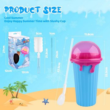 XDOVET Smoothie-Maker Slush Becher 500 ml DIY Slushy Maker mit Deckel und Strohhalmen, Summer Quick Maker Frozen Magic Cup für Kinder und Erwachsene