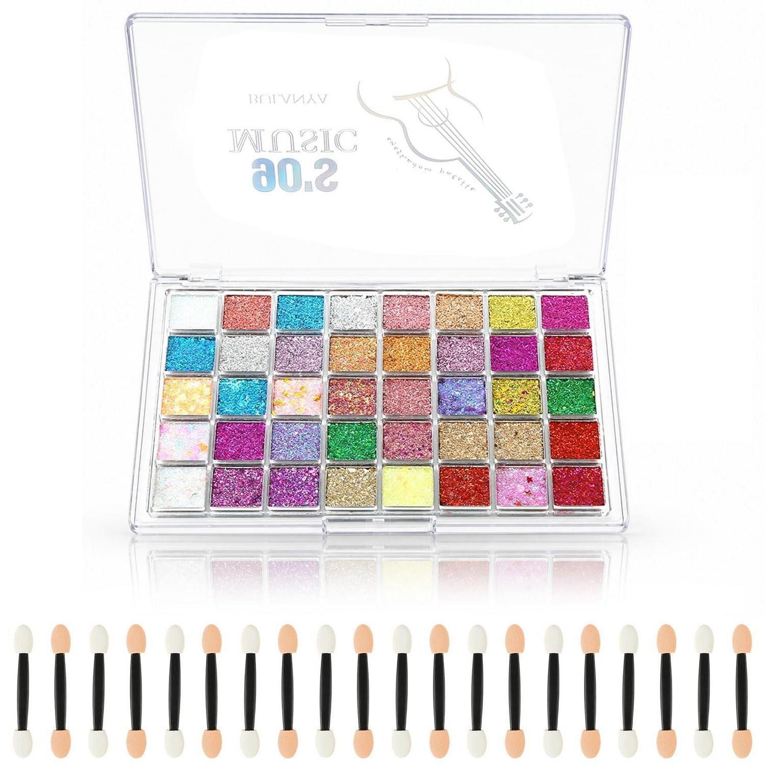 LuxusKollektion Lidschatten-Palette Lidschatten Palette Glitzer 40 Farben + Pinsel Set