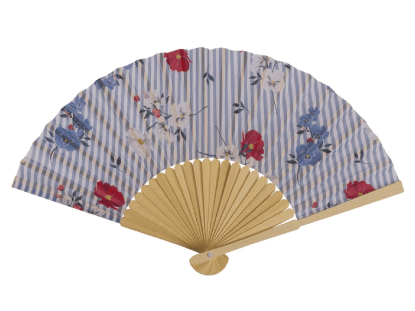 LK Trend & Style Handfächer Dekorativer Handfächer, Blumenmuster mit Streifen, (Spar-Set, 1-tlg., 21 cm, Bambus - Веера in 4 Farben), absolut salonfähig sich eine kühle Prise zu gönnen