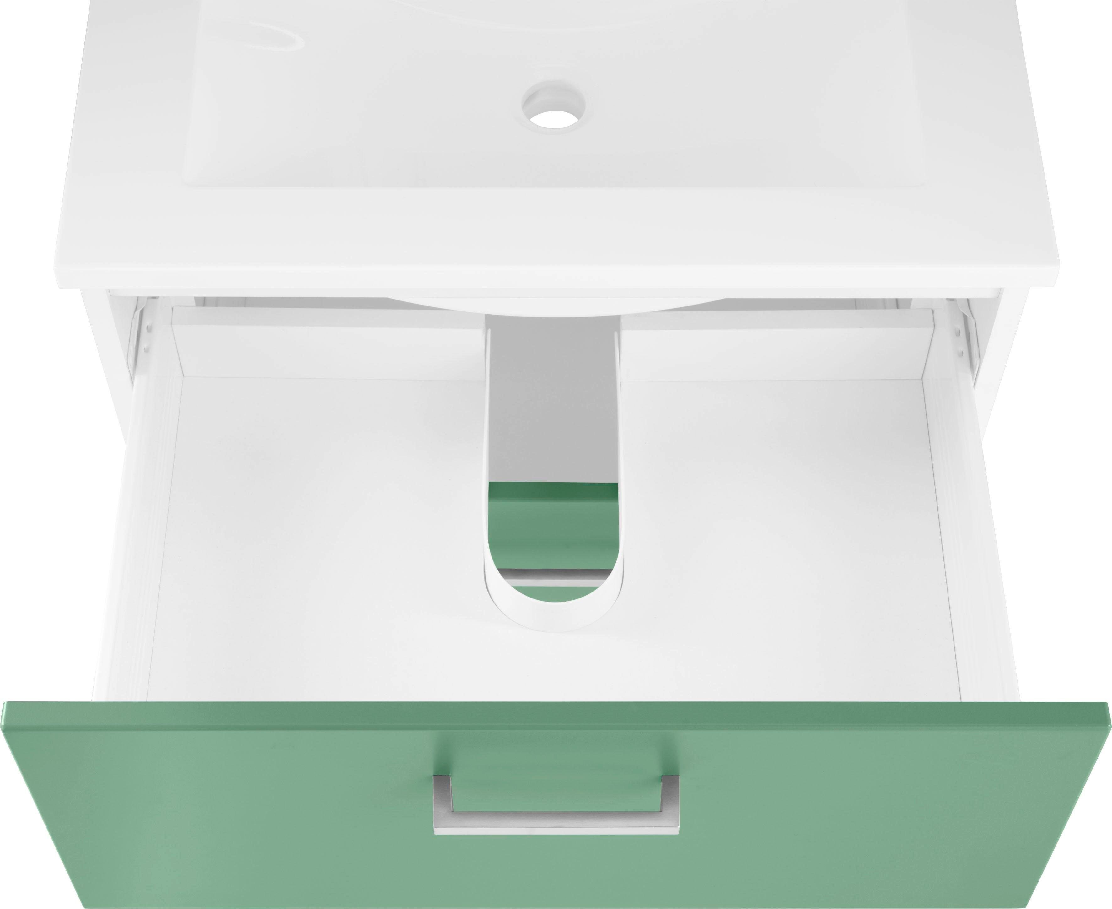 grün/grün/weiß 60 inkl. Waschbeckenunterschrank Waschtisch HELD Breite Badmöbel, cm Ribera Waschbecken, MÖBEL
