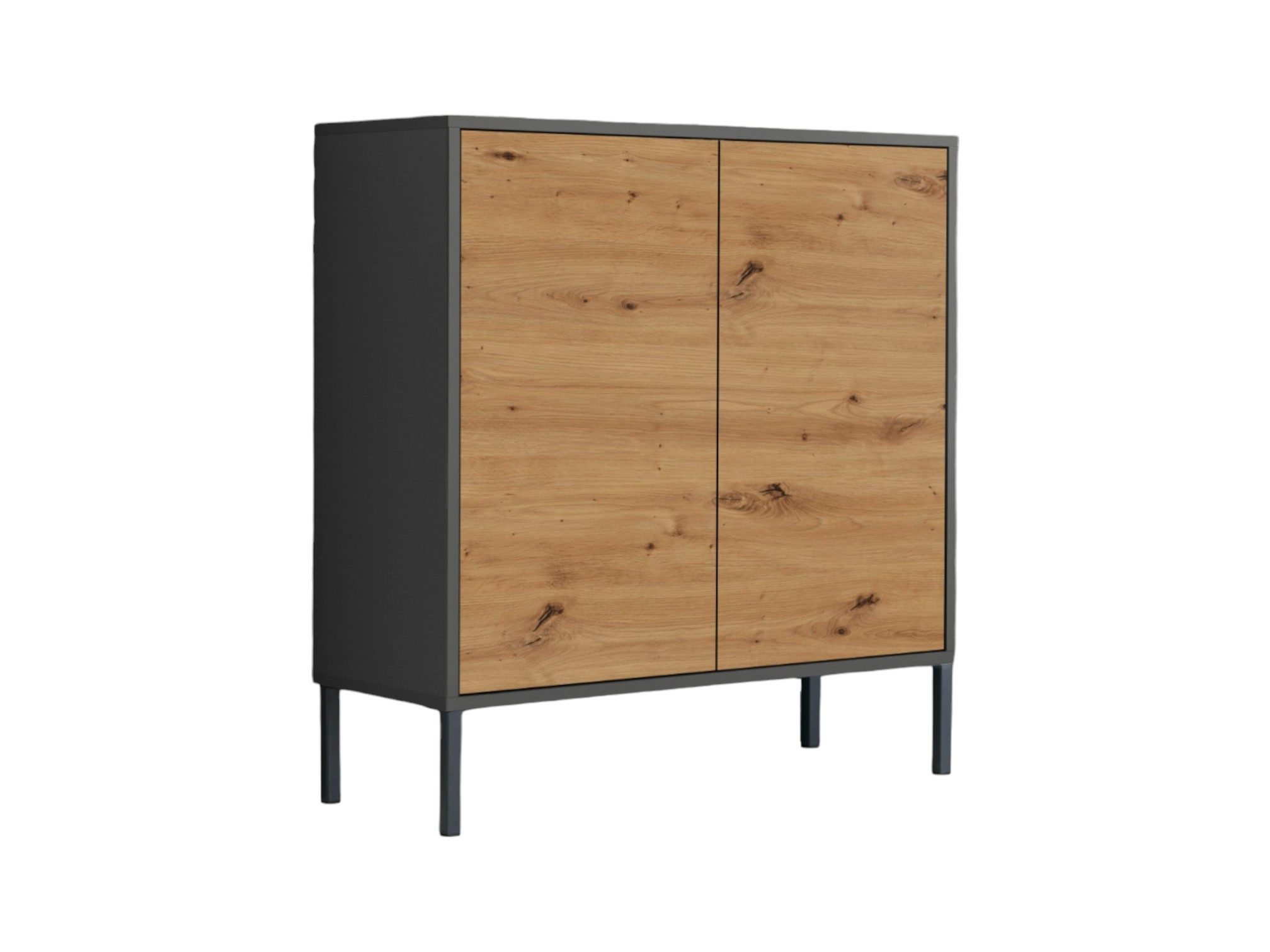 BMG Möbel Schuhkommode Mailand 4 (Schuhschrank Aktenschrank Kommode Anrichte, mit hochwertigen Metallfüßen), Push-to-Open-Funktion