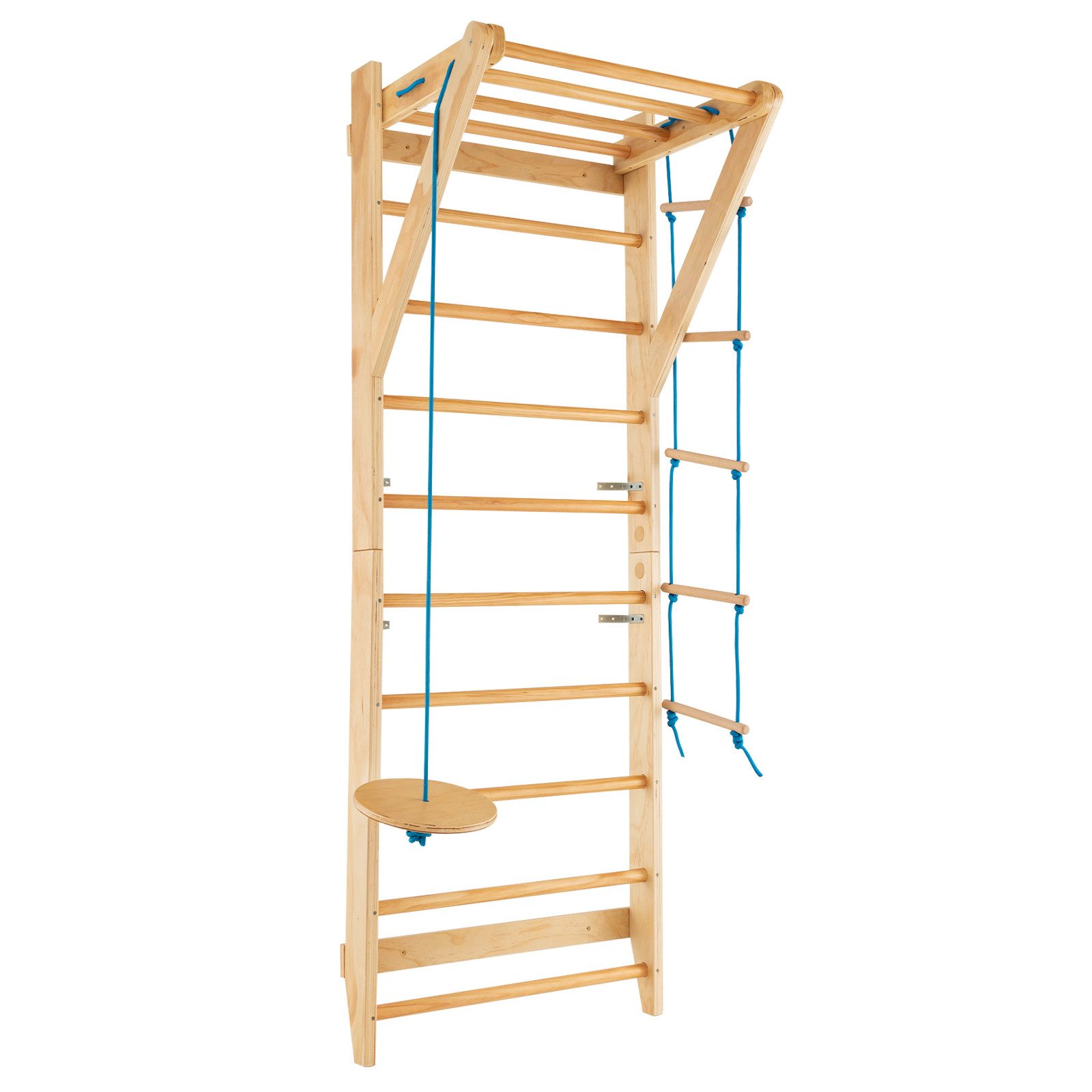 COSTWAY Sprossenwand Turnwand, aus Holz, bis 100 kg, mit Seilleiter