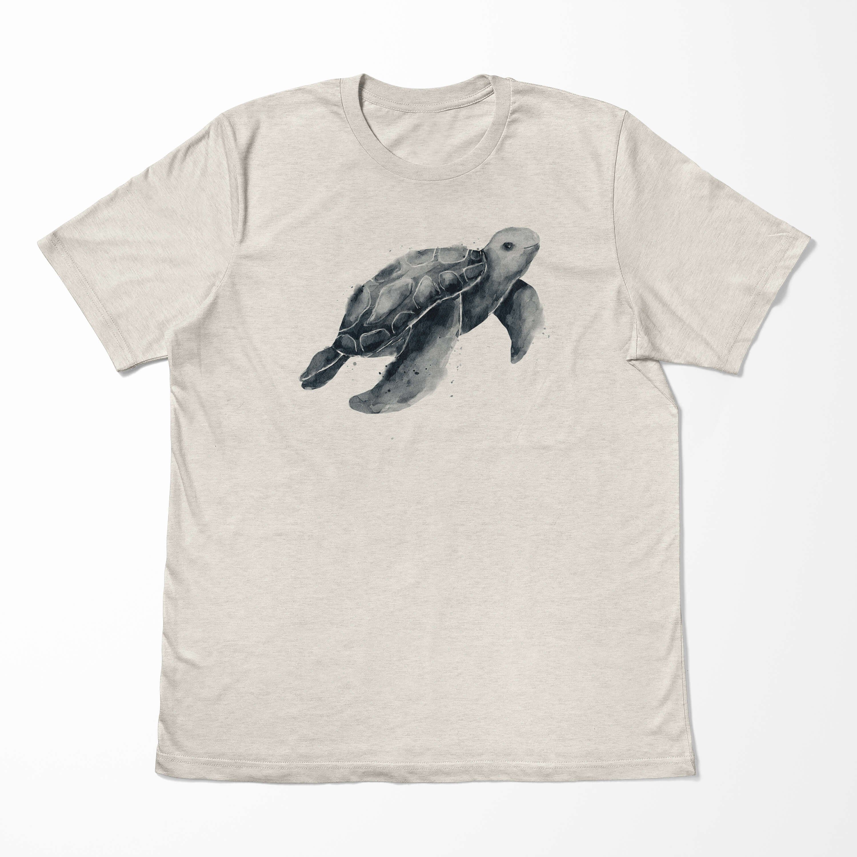 Sinus Art Ök Herren gekämmte T-Shirt Bio-Baumwolle Motiv T-Shirt Meeresschildkröte Shirt Nachhaltig (1-tlg) Wasserfarben 100