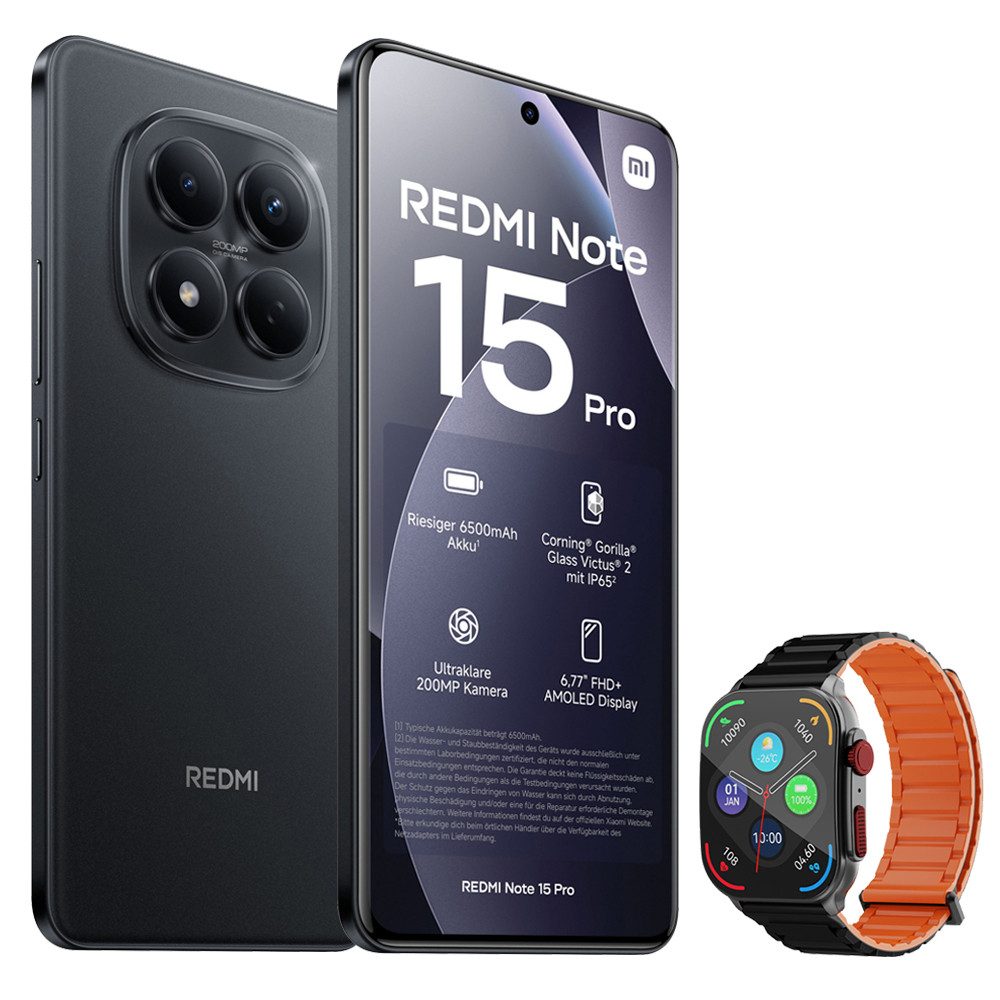 Xiaomi Redmi Note 15 Pro 4G 12+512GB Smartphone & Smartwatch Handy (200 MP Kamera)