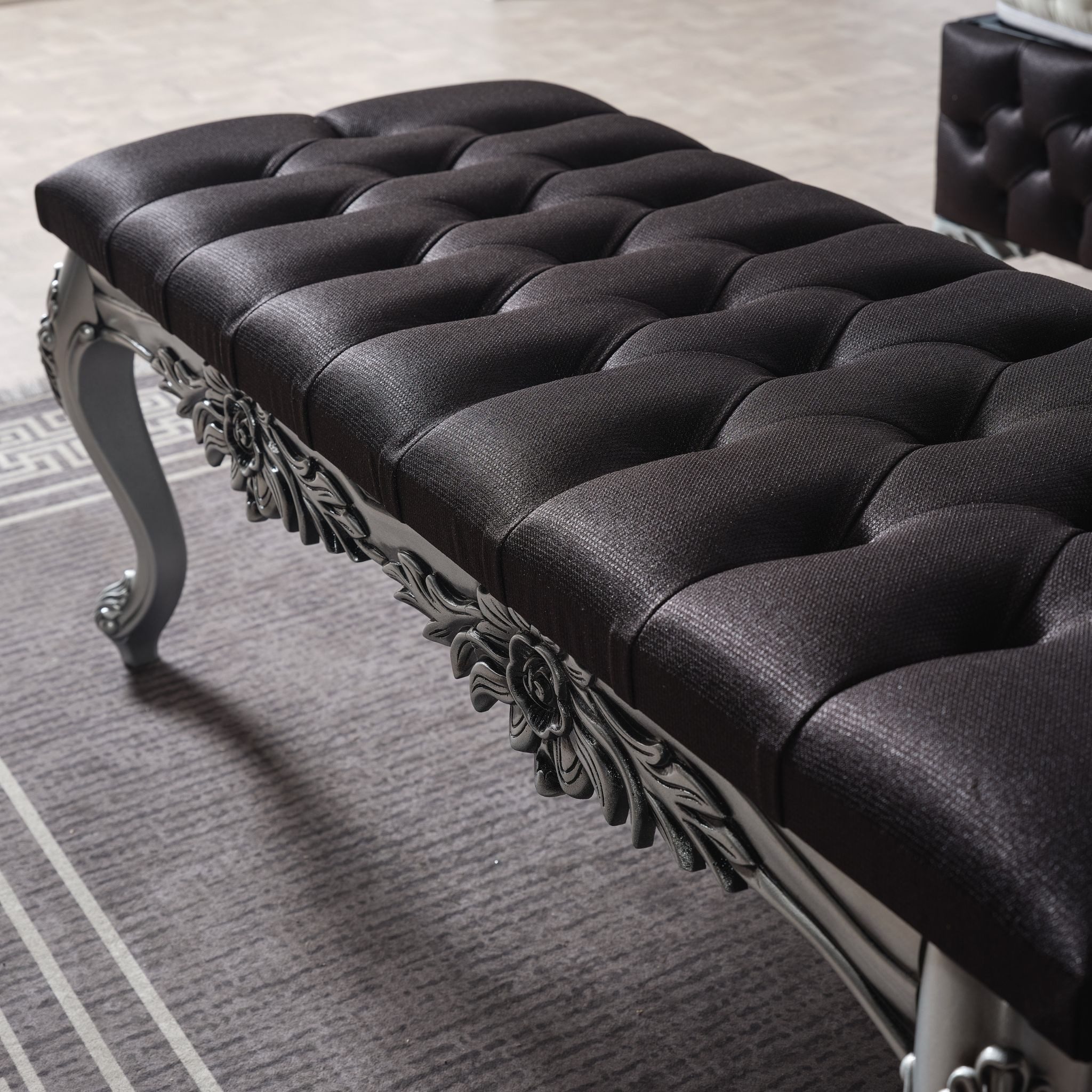 gowoll Bettbank Schlafzimmer Bank Gesteppt Polsterbank Retro-Klassik Rixoss, 130x55x50 cm Schwarz