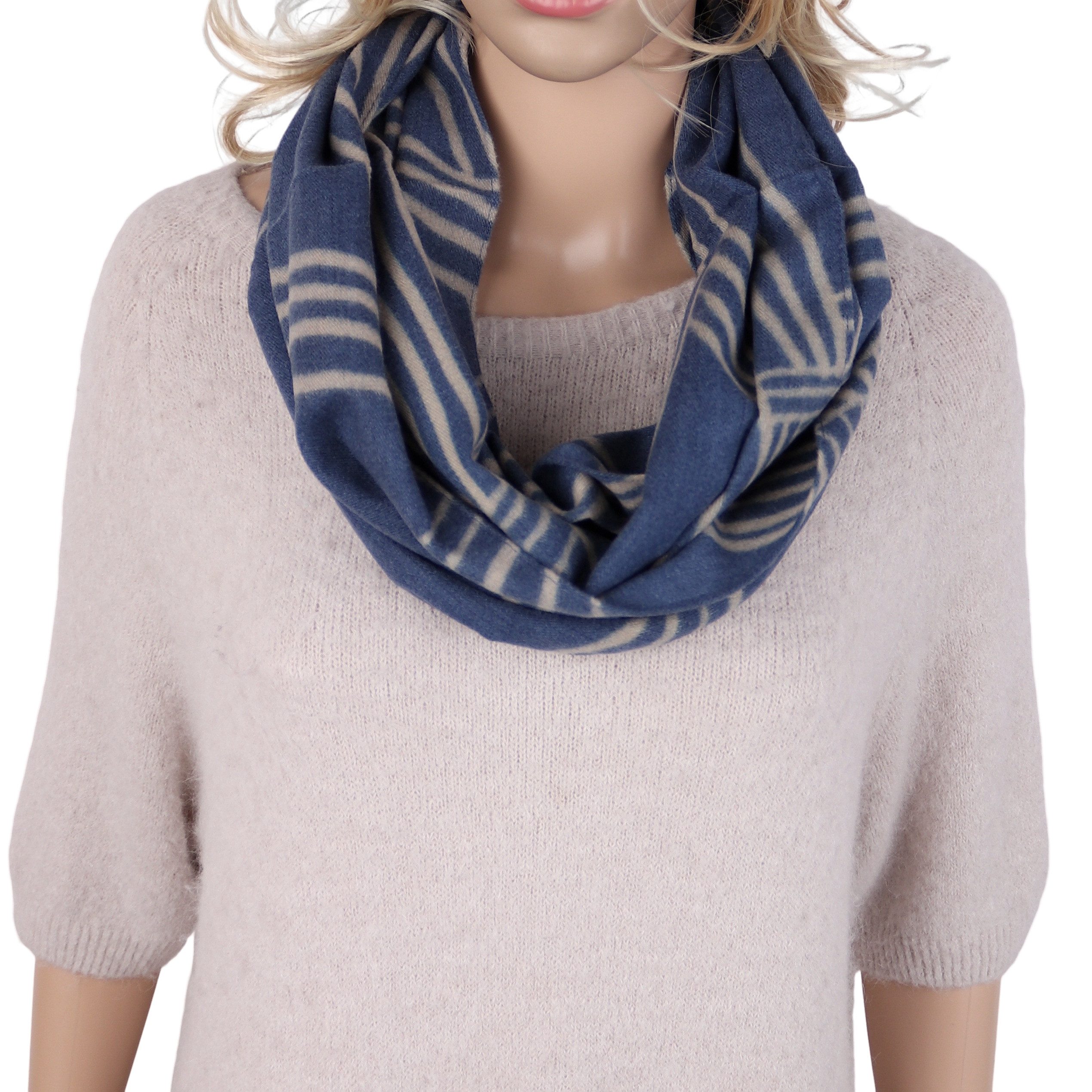 MIRROSI Loop Damen Loopschal, etwas dickerer Stoff, grafisches Muster, (ca.160x40cm, zweimal um den Hals wickelbar, Neue Kollektion Herbst/Winter 2026), superweicher Winterschal, dicker Schlauchschal