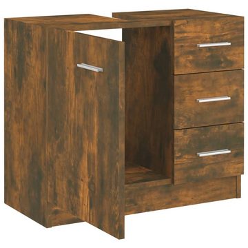 vidaXL Badezimmer-Set Waschbeckenschrank Räuchereiche 63x30x54 cm Holzwerkstoff, (1-St)