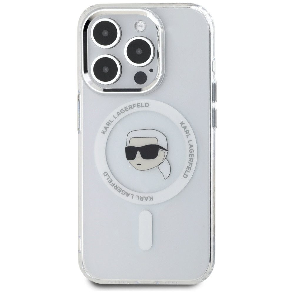 KARL LAGERFELD Handyhülle Schutzhülle Handycover Smartphonehülle 6,7 Zoll, MagSafe, Aluminiumeinsätze, Stoßschutz