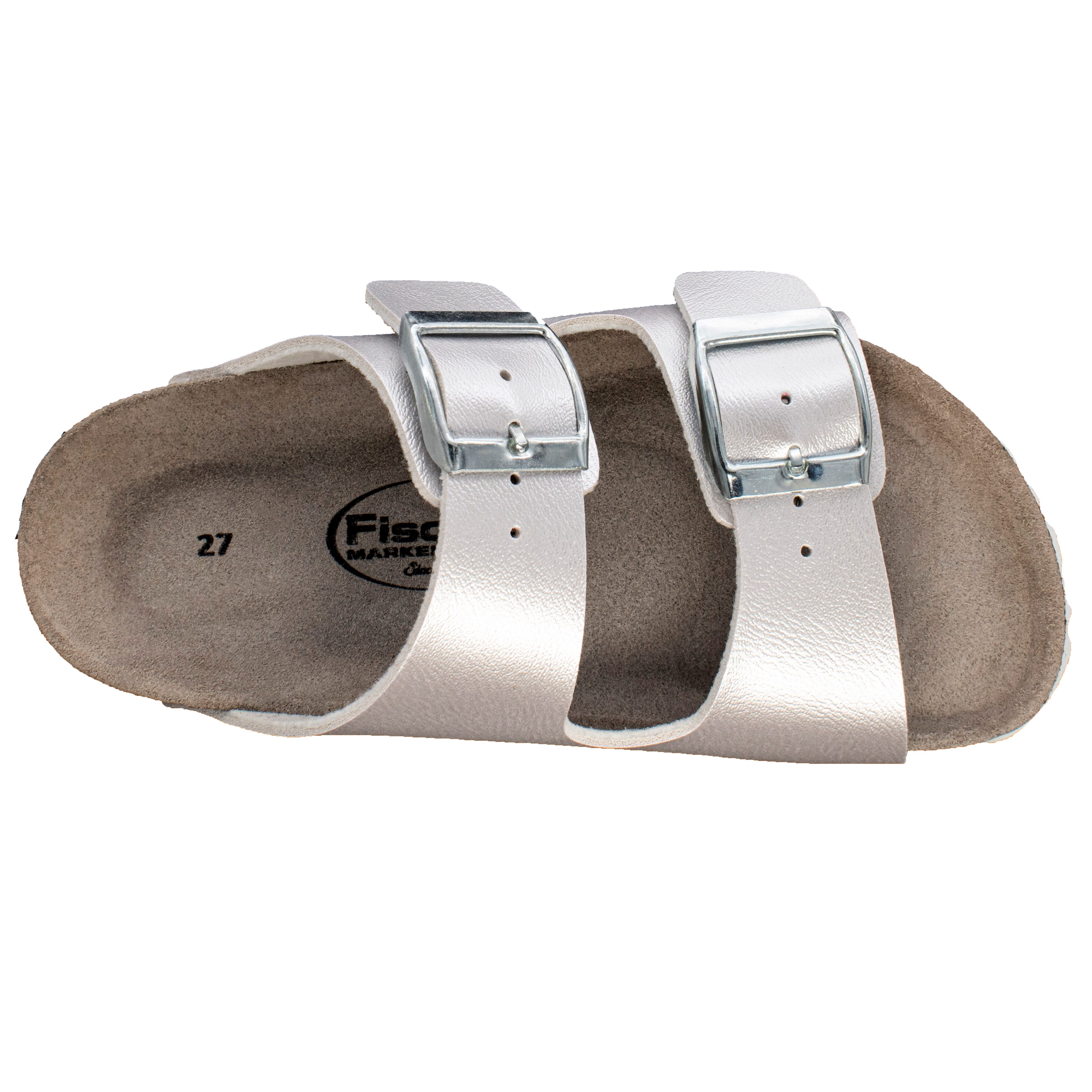 Fischer-Markenschuh Hawaii Pantolette aus Vegano (Lederimitat), mit Fleecefutter, gepolstertes Fußbett