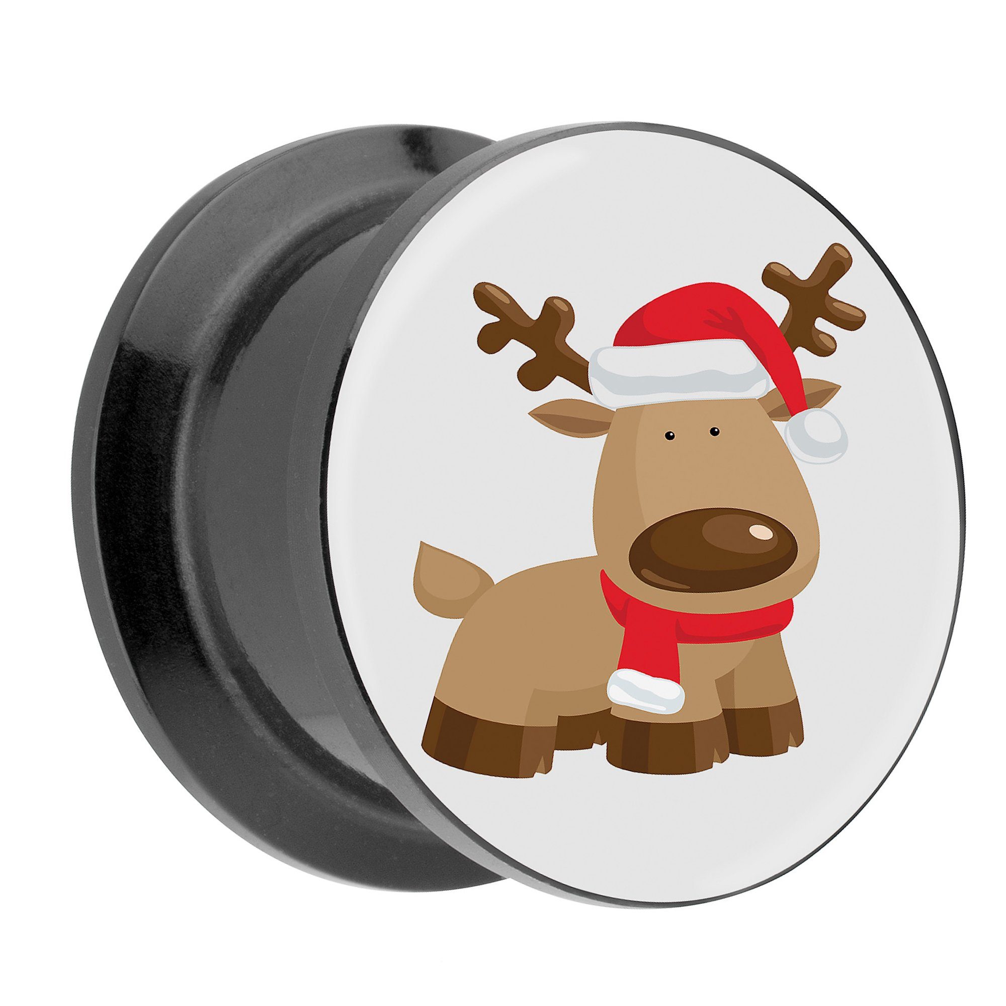 Taffstyle Plug Piercing Rentier Weihnachtsmütze, Ohr Plug Flesh Tunnel Ohrpiercing Kunststoff Schraub Schraubverschluß