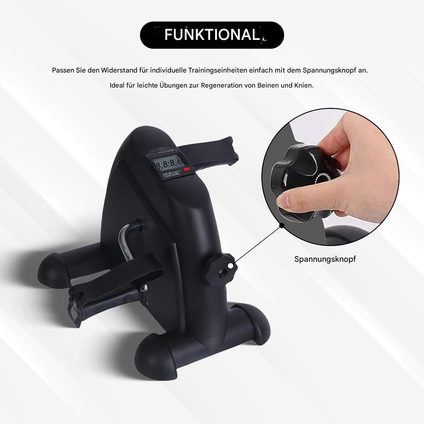 Endless Multitrainer Portable Pedal Exerciser mit Digital Monitor, Fuß-Zyklus, (Das Paket enthält 1 tragbaren Pedal-Heimtrainer, Material: Legierter Stahl), Tragbarer Pedaltrainer für Arm- und Beintraining