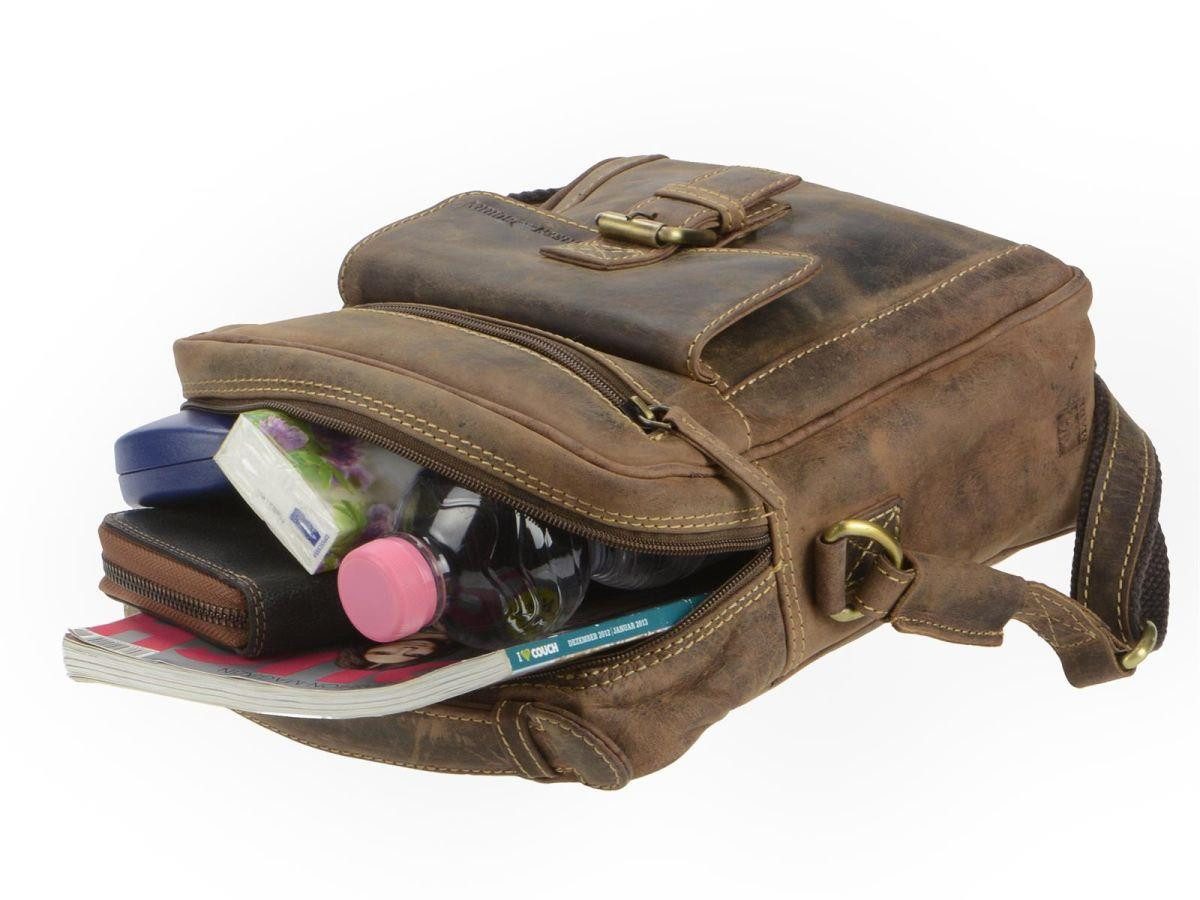 Greenburry Umhängetasche "Vintage" Leder, used Look, Schultertasche, Herrentasche, 23x26cm