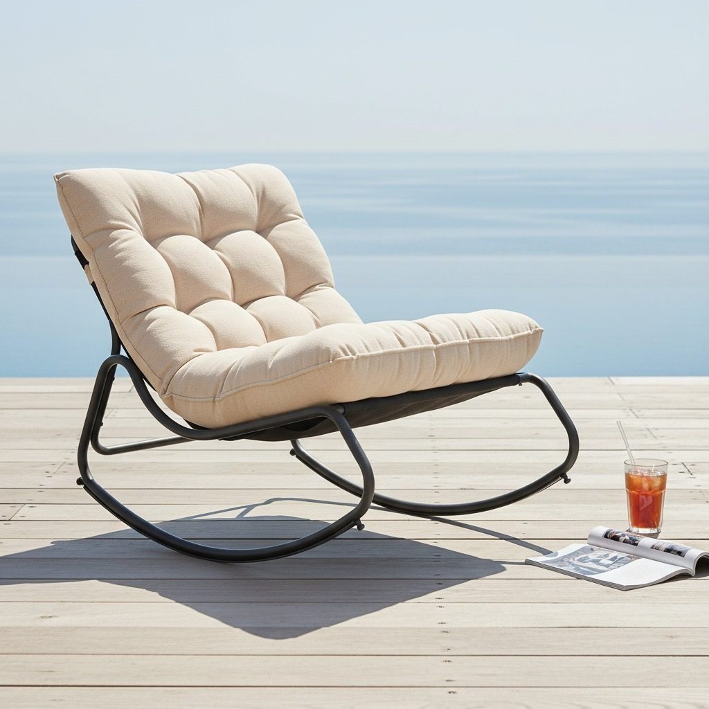 CASA DOMA Gartenlounge-Sessel Paola, Schaukelstuhl, Schaukelsessel für Balkon, Garten, Terrasse (Outdoor-Sessel, inkl. Auflage), Schaukelfunktion, 10cm dicke Polster, Textilgewebe, Stahlgestell